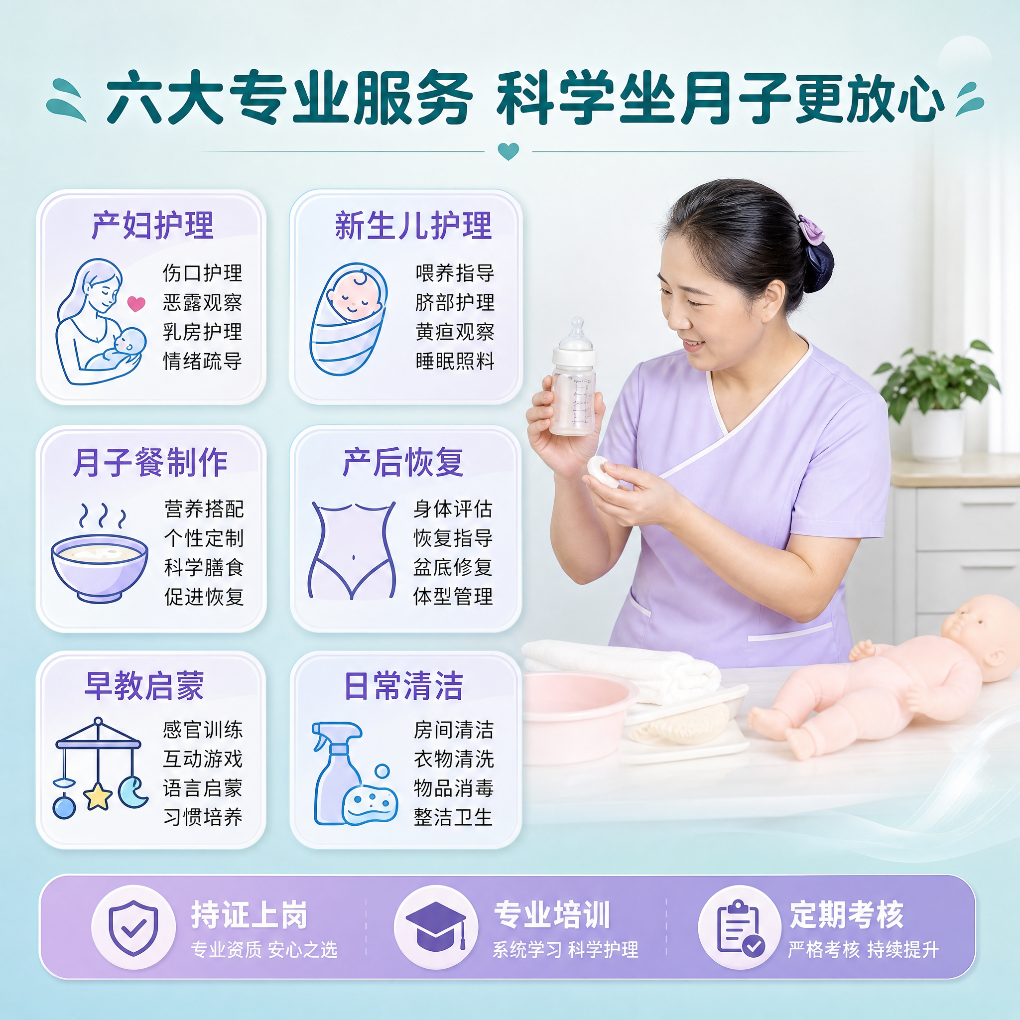 [主图-3] 服务亮点与专业证明，核心任务是展示月嫂服务的具体… - 图片创意预览