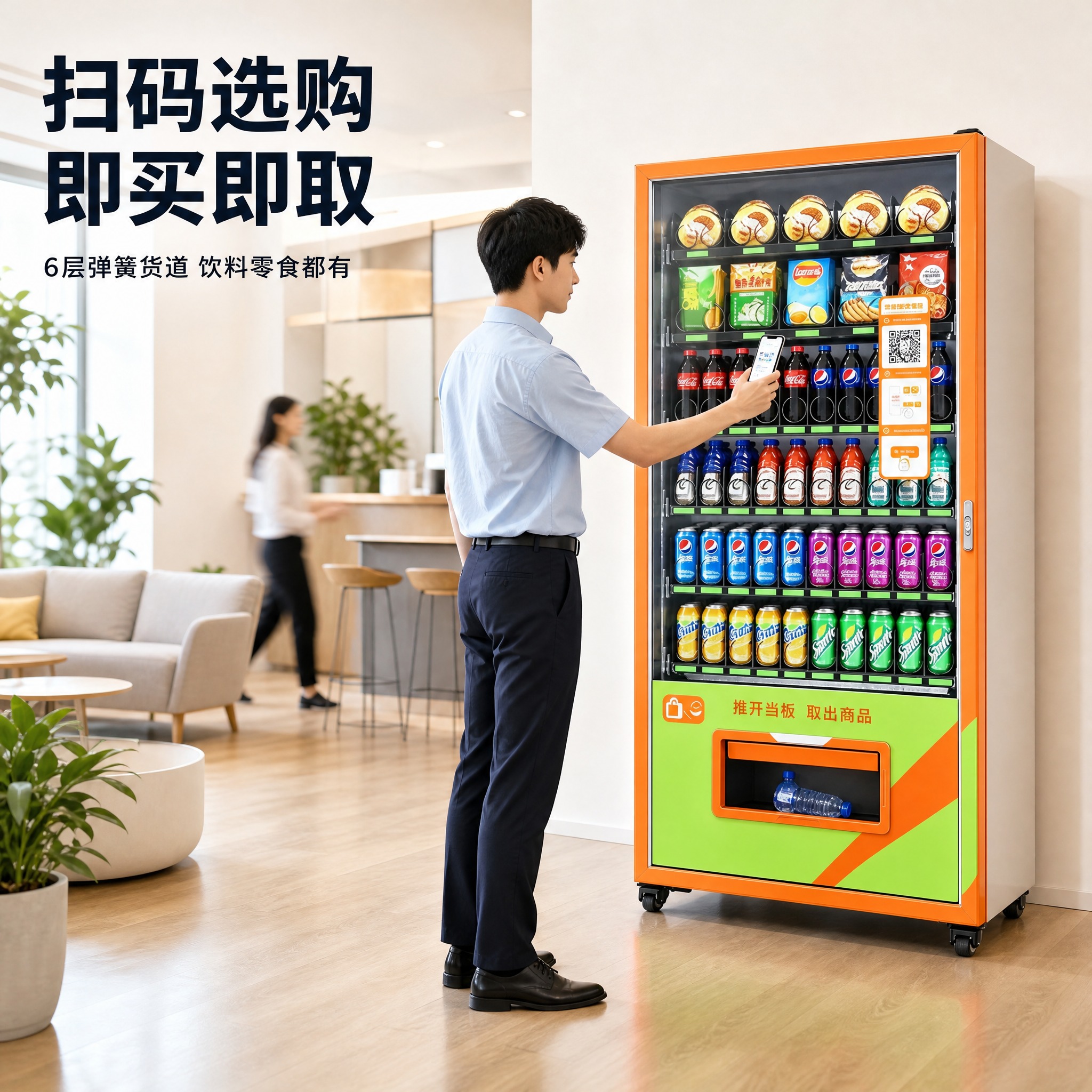 [主图-4] 扫码选购制冷型 饮料零食综合售货机，真实使用场景… - 图片创意预览