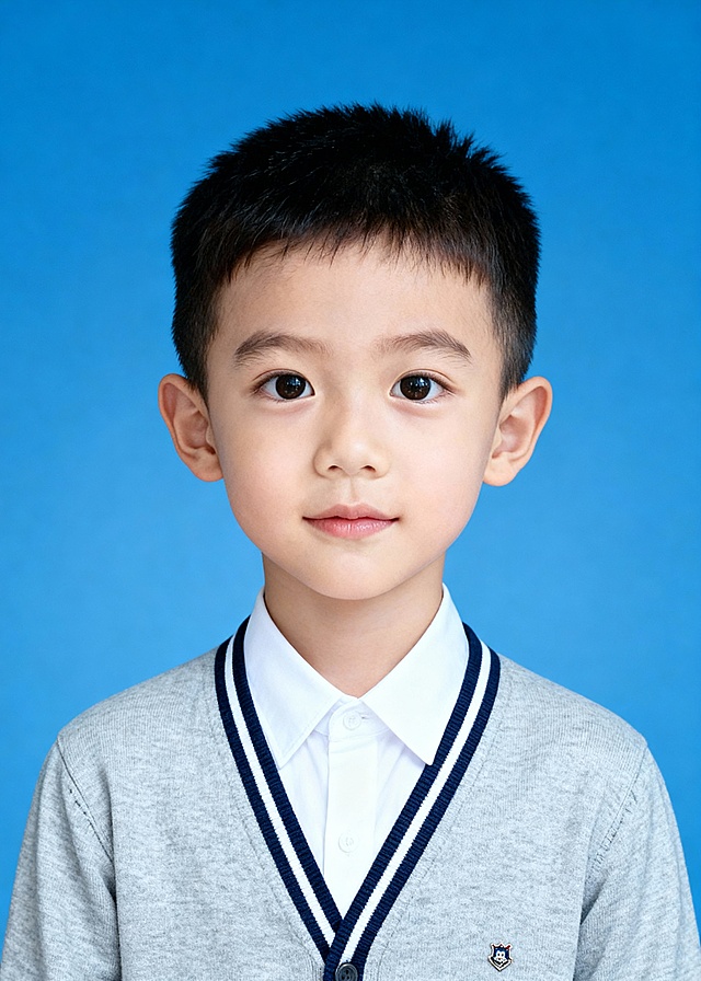 可爱学院风中童男生证件照