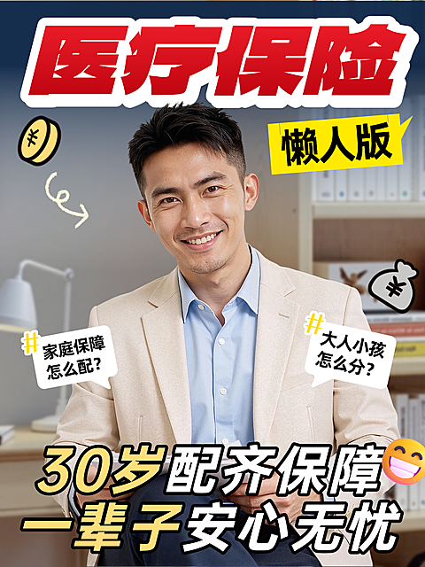 医疗保险家庭攻略大字风小红书封面图