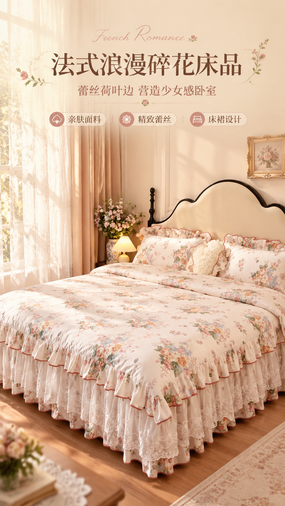 [商品] 使用【图1】法式复古碎花床裙款四件套；商品处理：保留… - 图片创意预览