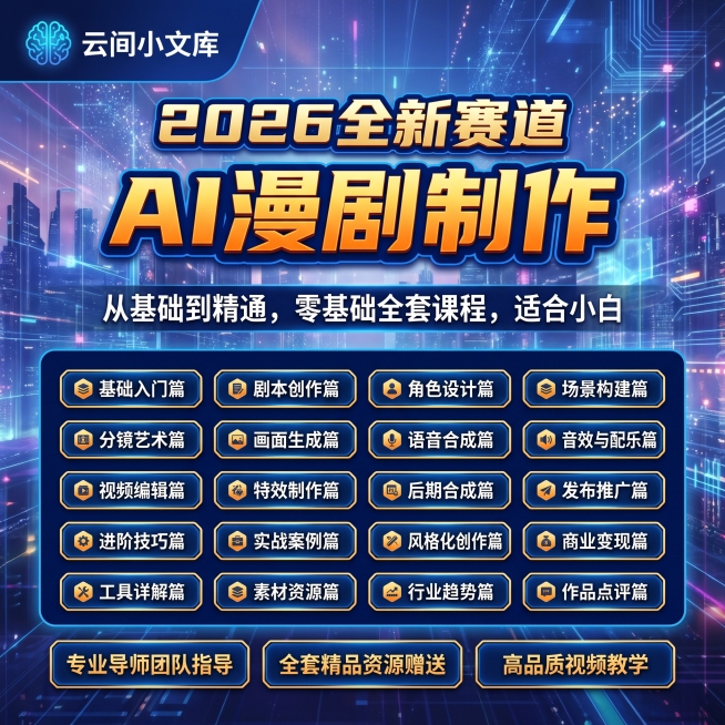 [主图 1] AI漫剧制作零基础在线课程电商主图
[氛围风格] 赛博朋克科技风，高端专业未来感，视觉冲击力强，通透层次感
[画质] 超高清商业设计，300DPI，文字清晰锐利，细节丰富精致，无模糊无锯预览效果