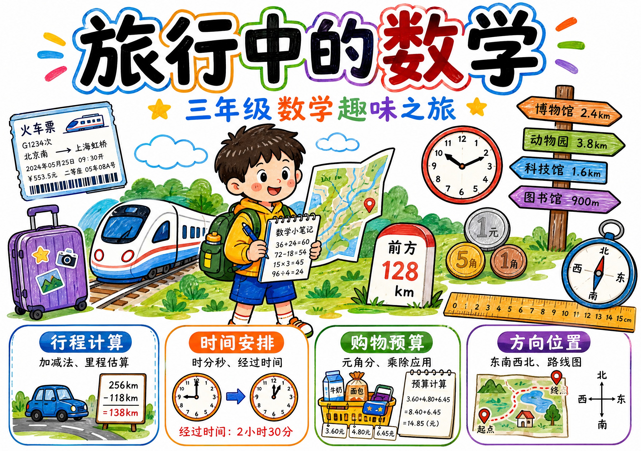 马克笔手绘风格海报，纯白色背景，横版297x210mm比例，适… - 图片创意预览