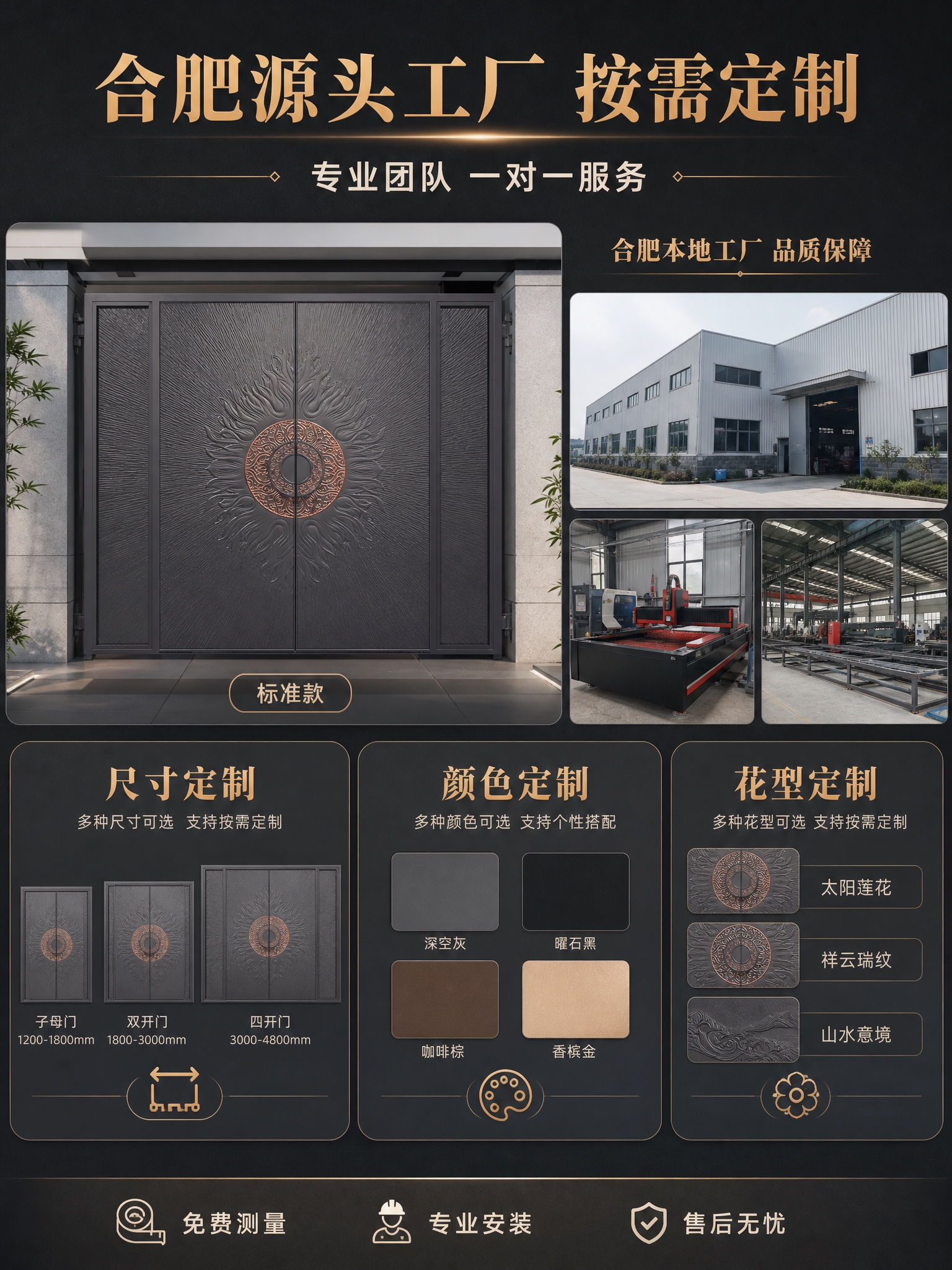 [商品] 使用【图1】臻尚铂门太阳莲花精雕全铝别墅大门；保留深… - 图片创意预览