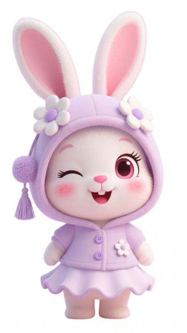 把服饰粉色，头部左侧垂落的装饰，白色花中间的粉色，以及纽扣，都换成浅紫色。预览效果