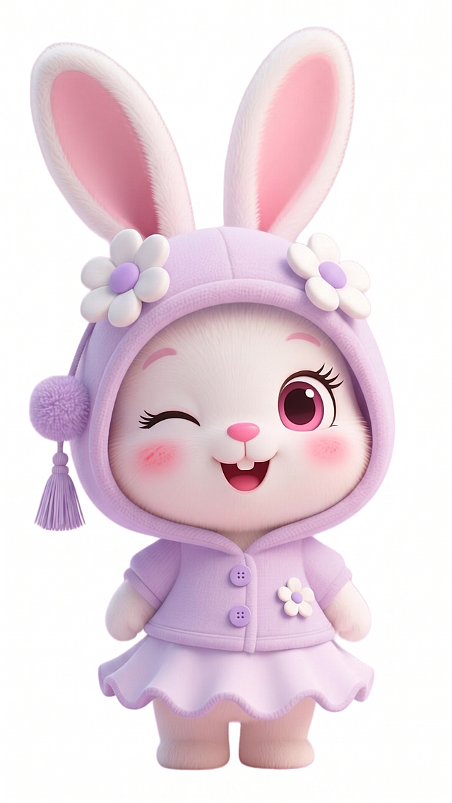 把服饰粉色，头部左侧垂落的装饰，白色花中间的粉色，以及纽扣，都换成浅紫色。