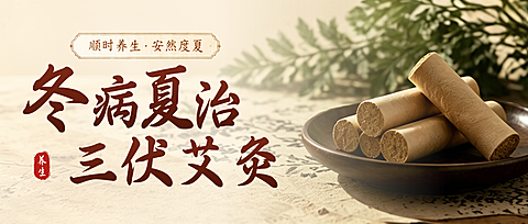 三伏艾灸冬病夏治中医理疗宣传中式感公众号首图