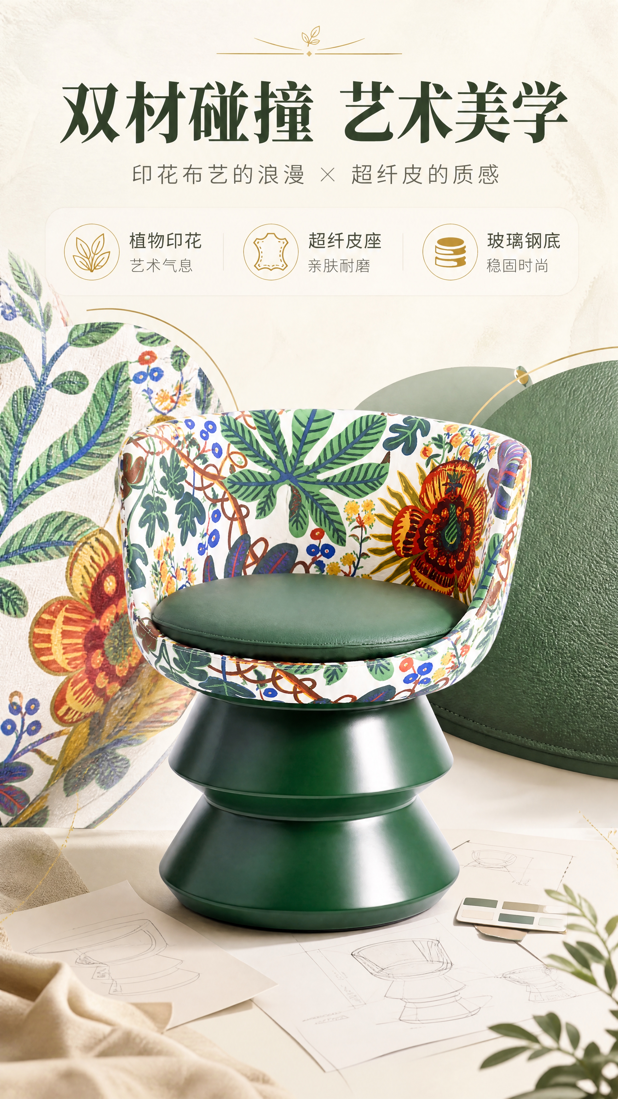 [商品] 使用【图1】D8829D印花布艺休闲椅；保留整体造型… - 图片创意预览