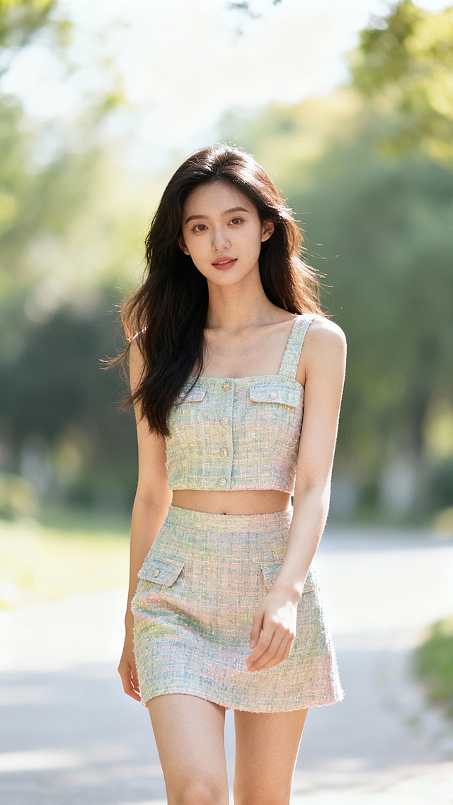 生成50张漂亮小姐姐全身照片，穿超短裙的，单张单张，不要合集