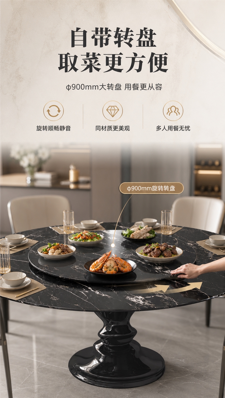 [商品] 使用【图1】DT-6615圆形餐桌；重点保留φ900… - 图片创意预览