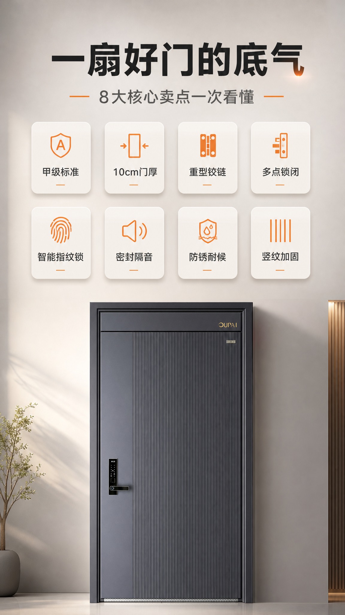 [商品] 使用【图33】深灰哑光智能防盗门正面图作为底部主视觉… - 图片创意预览