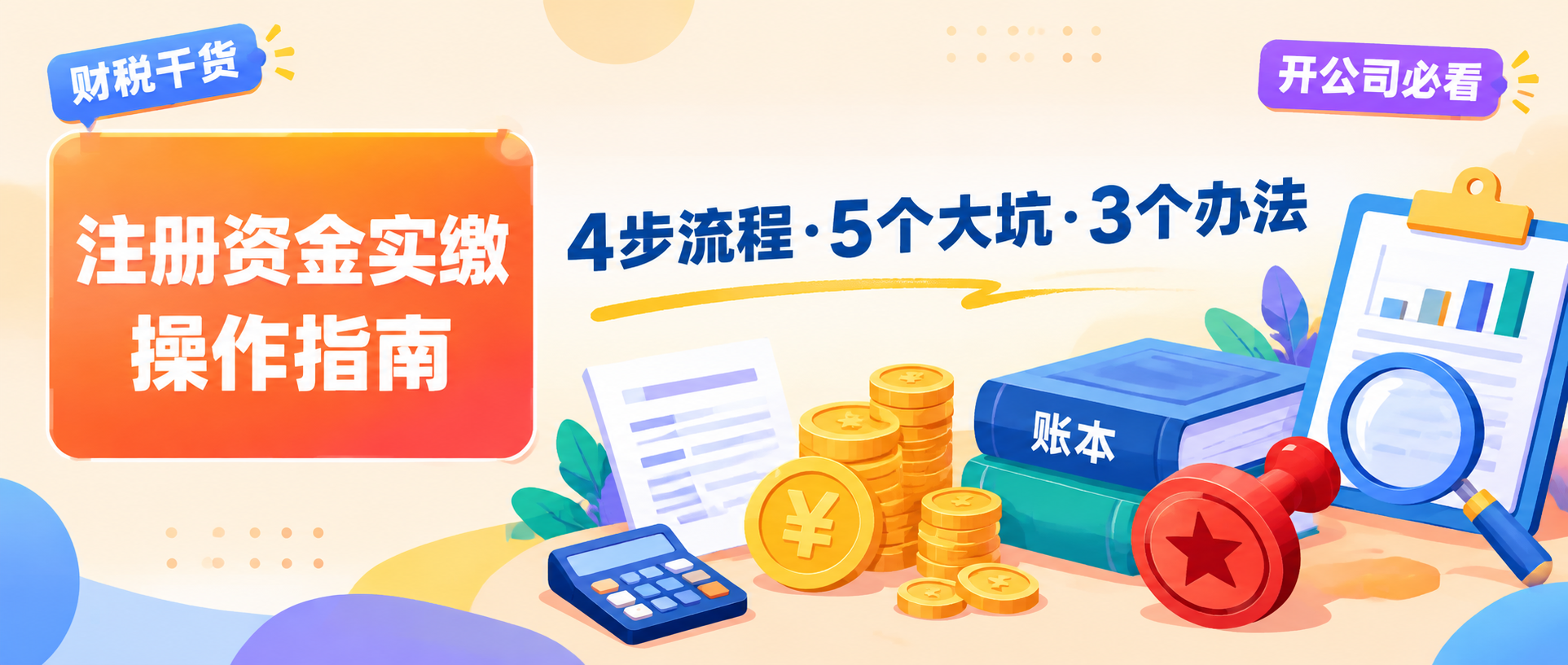 公众号推文封面图，财税干货主题，扁平插画风格，色彩丰富多样化，… - 图片创意预览