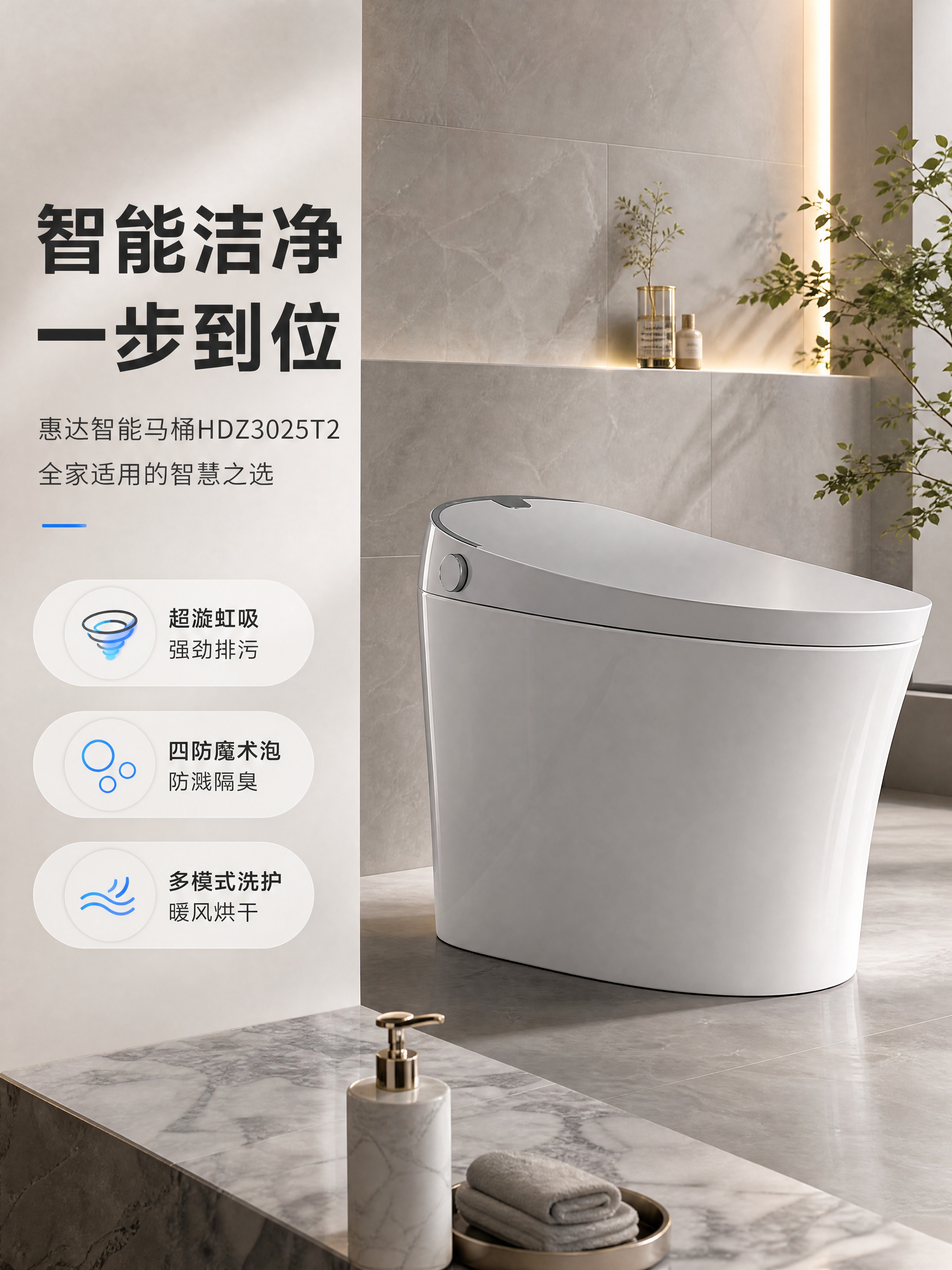 [商品] 使用【图1】惠达卫浴智能马桶HDZ3025T2；保留… - 图片创意预览