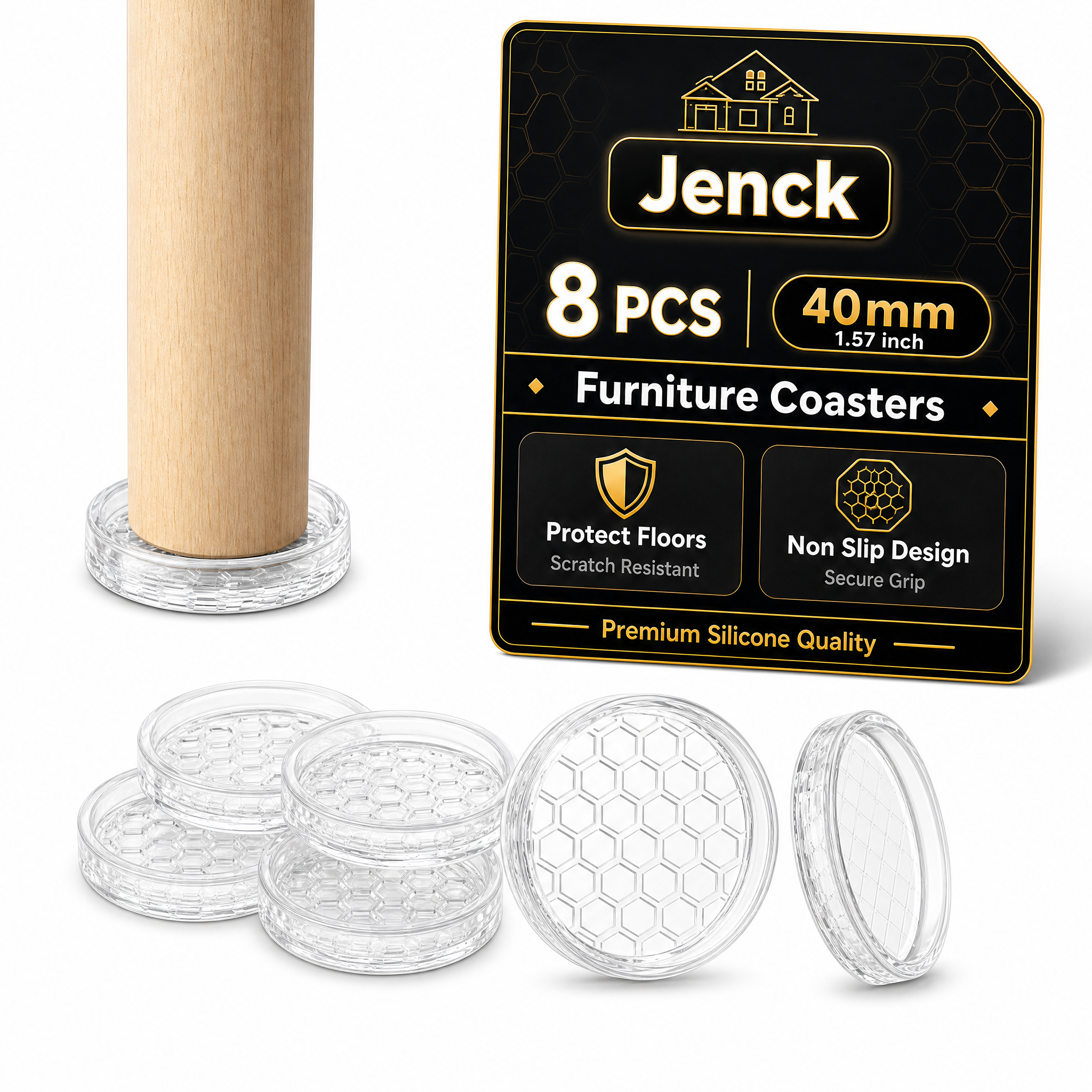 [Amazon主图 黑金配色 8PCS 40mm] Jenck… - 图片创意预览