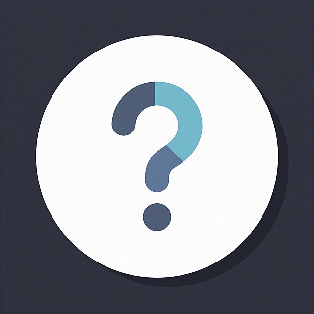 现代感扁平风设计，几何圆形背景，问号元素简洁明了，色彩对比鲜明。