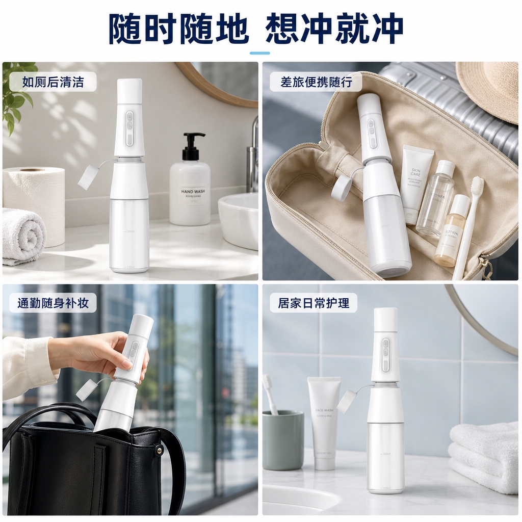 [商品] 使用【图1】白色便携式电动冲洗器；保留产品整体结构：… - 图片创意预览