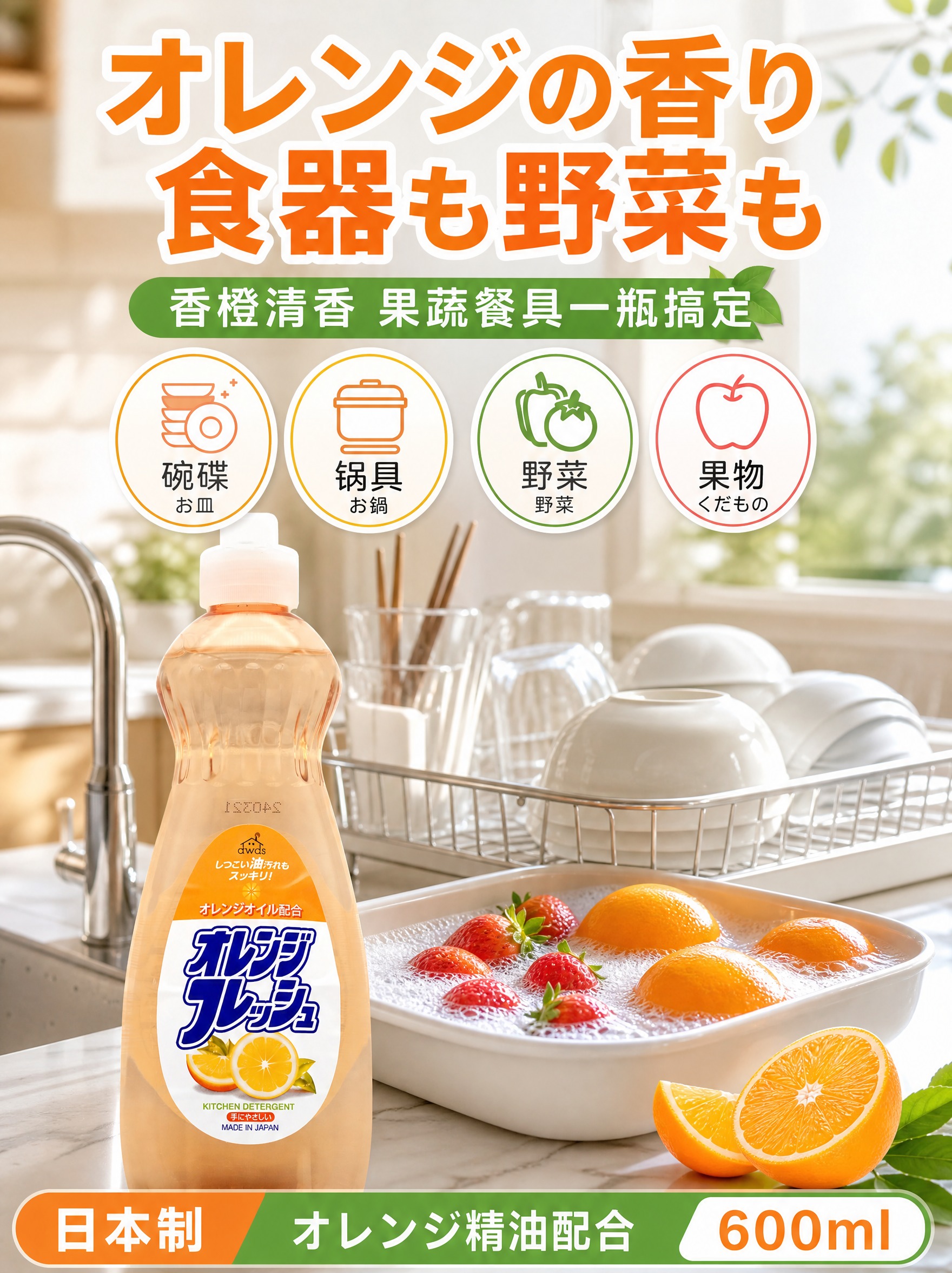 [主图-4 3:4竖版] 主题：香橙味洗洁精真实厨房使用场景… - 图片创意预览