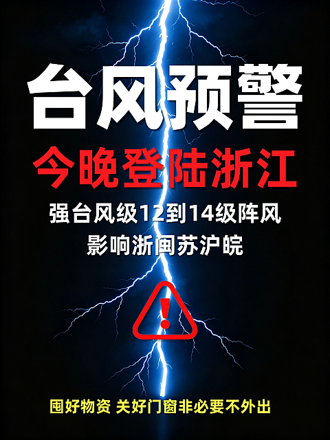 台风预警暴雨降雨恶劣天气 小红书封面海报