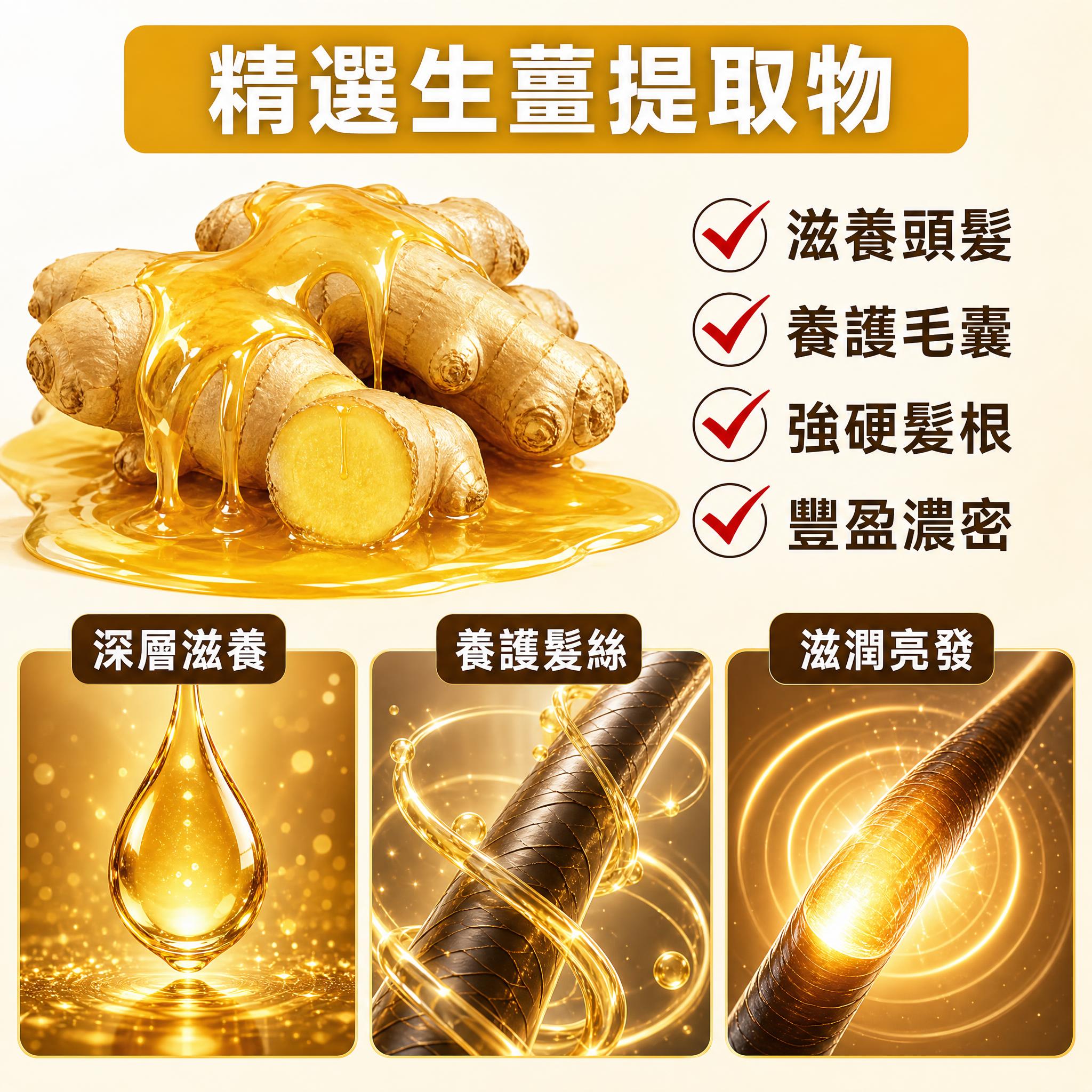 电商产品功效宣传图，生姜护发成分介绍图，正方形构图，2K高清，… - 图片创意预览