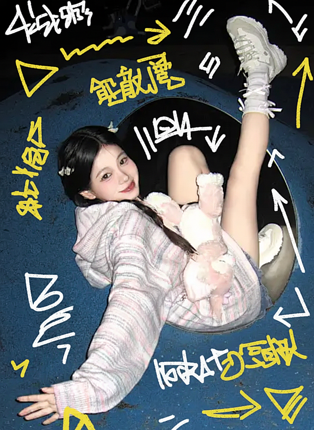 给图1加上图2这种手绘风格的涂鸦，效果卡通日常