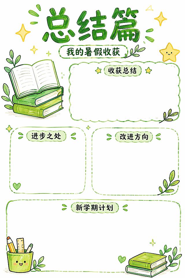 「图片1」 参考此图风格 ，创意暑假，五升六，马克笔风格，白底手绘风，尺寸210*297，寄语篇，创意暑假主题总览 ，暑你精彩暑你博学，故事背诵，数学篇小账本，英语篇，劳动篇，暑你健康暑你神奇，一周天气记录，阅读记录卡附件，总结篇 12张