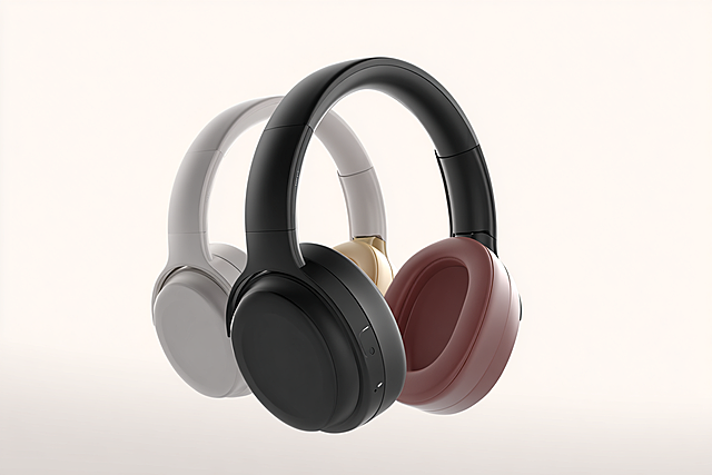 更改图中耳机的耳壳和耳罩的造型设计，商务风格，曲面造型简约有设计感，层次感，生成多种不同造型