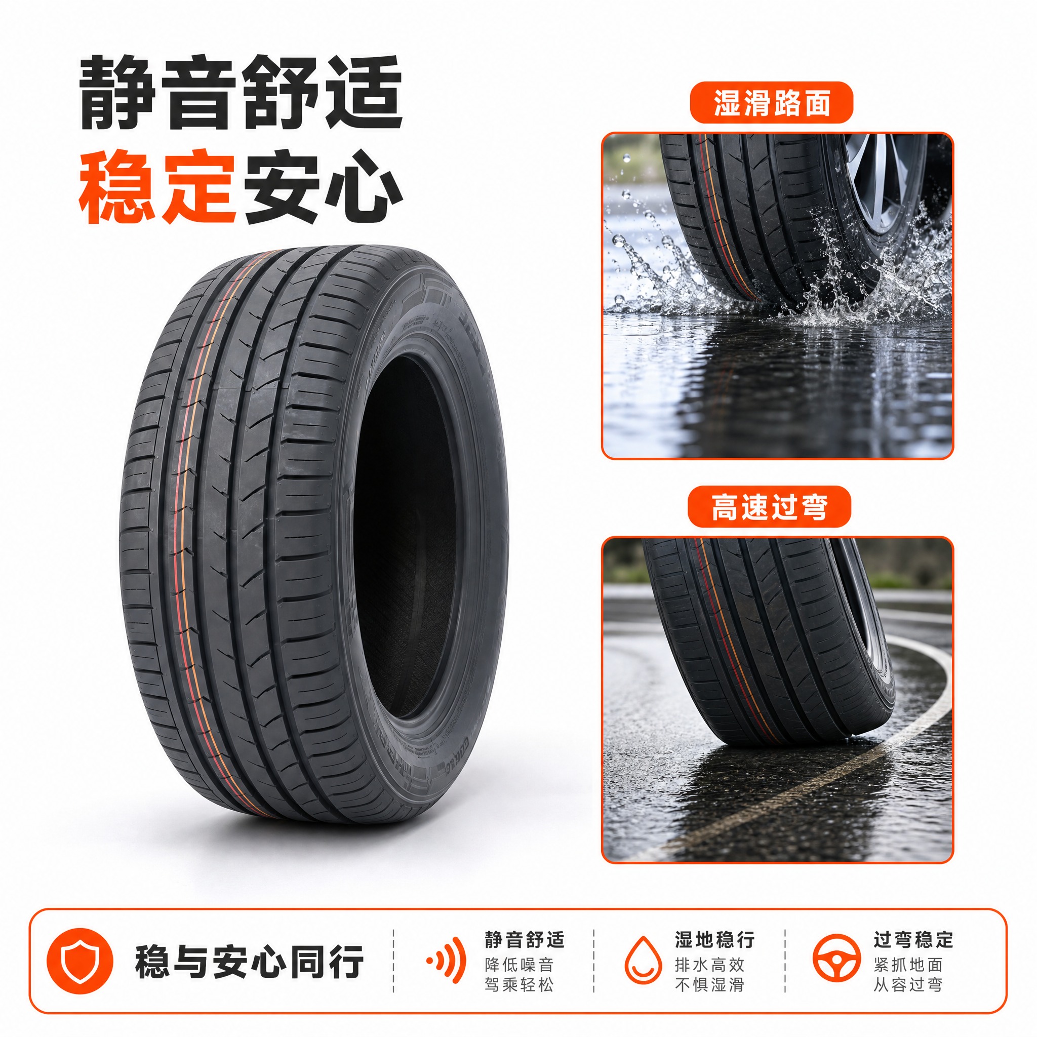 [主图-6] 使用场景图，本张唯一任务是展现静音舒适与湿滑路面… - 图片创意预览