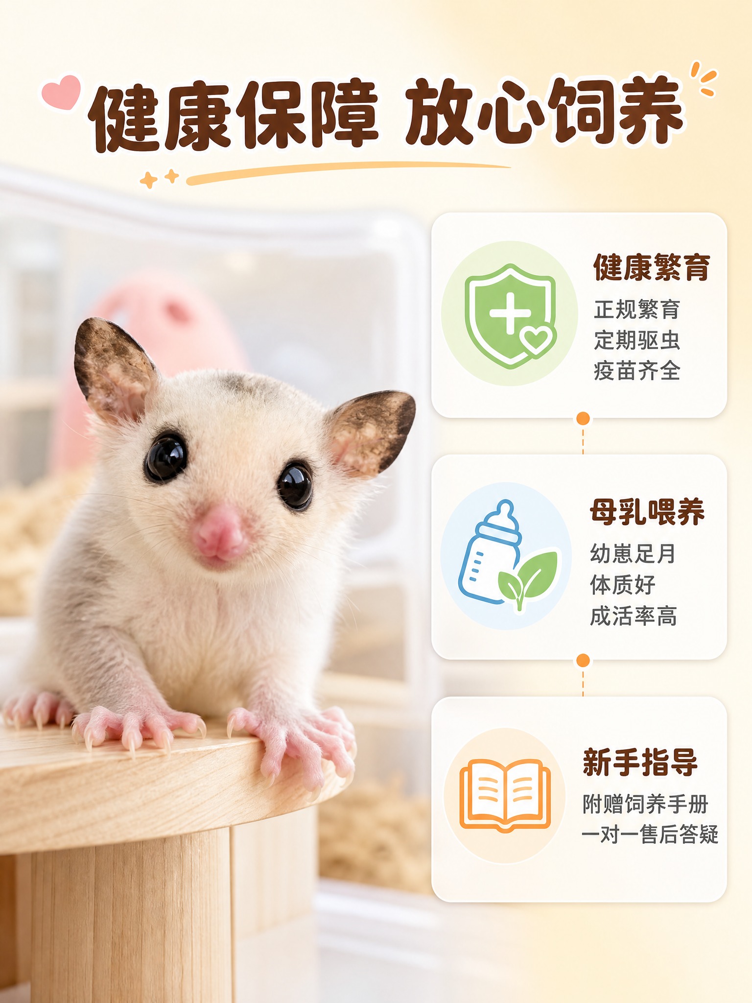 [主图-3] 健康与繁育保障，展示蜜袋鼯的健康状态、繁育环境和… - 图片创意预览