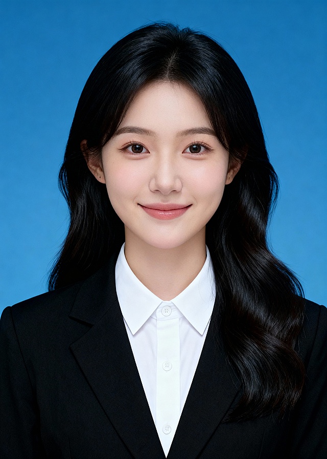 简约求职正式蓝底证件照