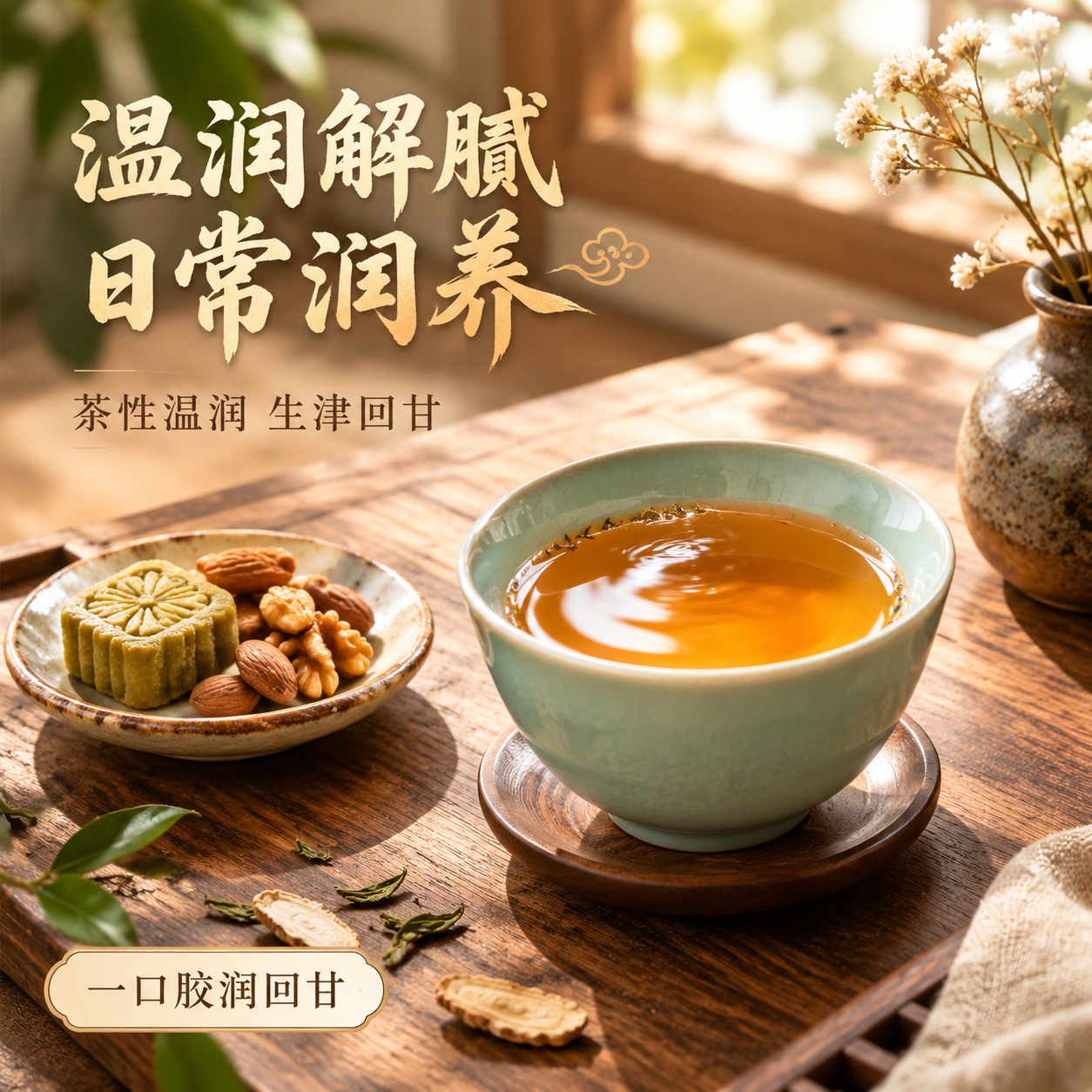 [主图-5] 品饮场景主题，展示日常润养品茶场景，突出茶性温润… - 图片创意预览