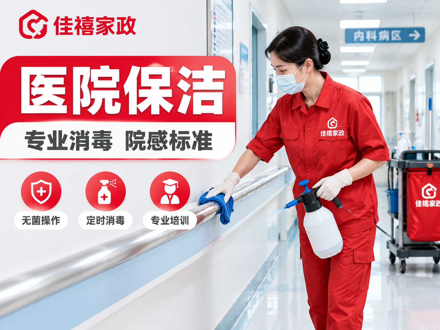 [主图-4] 医院保洁服务主题图，佳禧家政品牌。 [统一基调]… - 图片创意预览