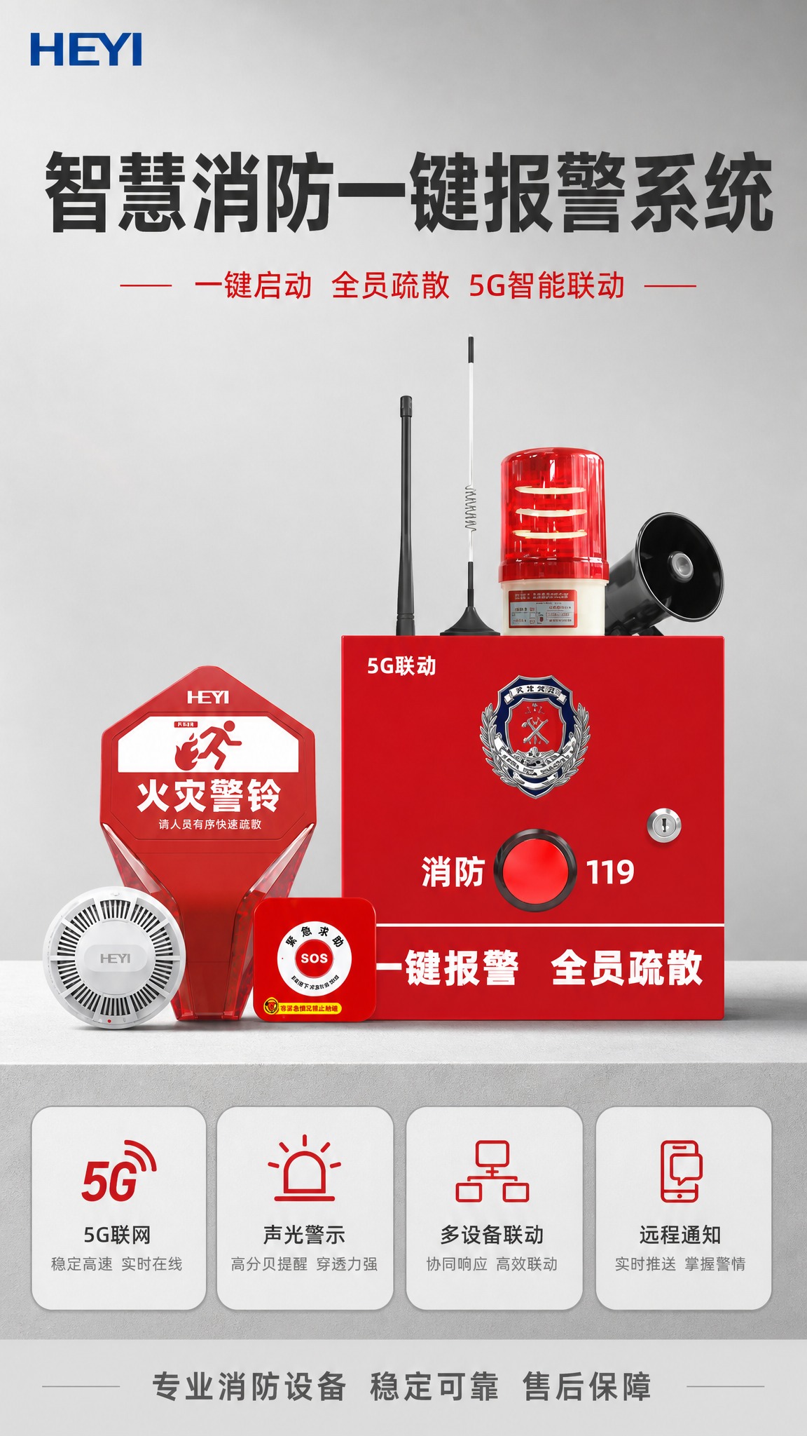 [商品] 使用【图1】智慧消防一键报警系统套装，包含红色一键报… - 图片创意预览