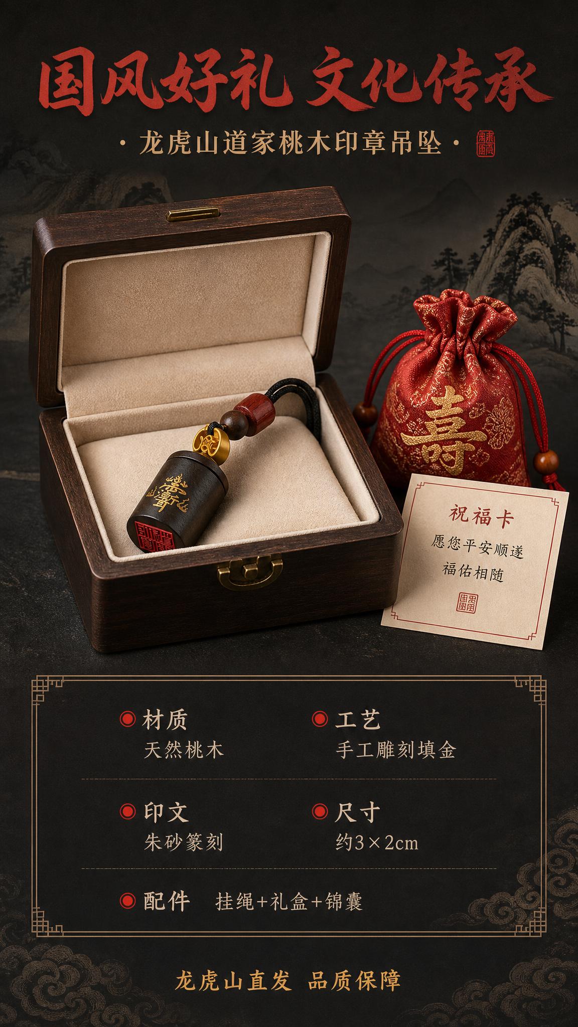 [商品] 使用【图1】龙虎山道家桃木印章吊坠；保留完整印章吊坠… - 图片创意预览