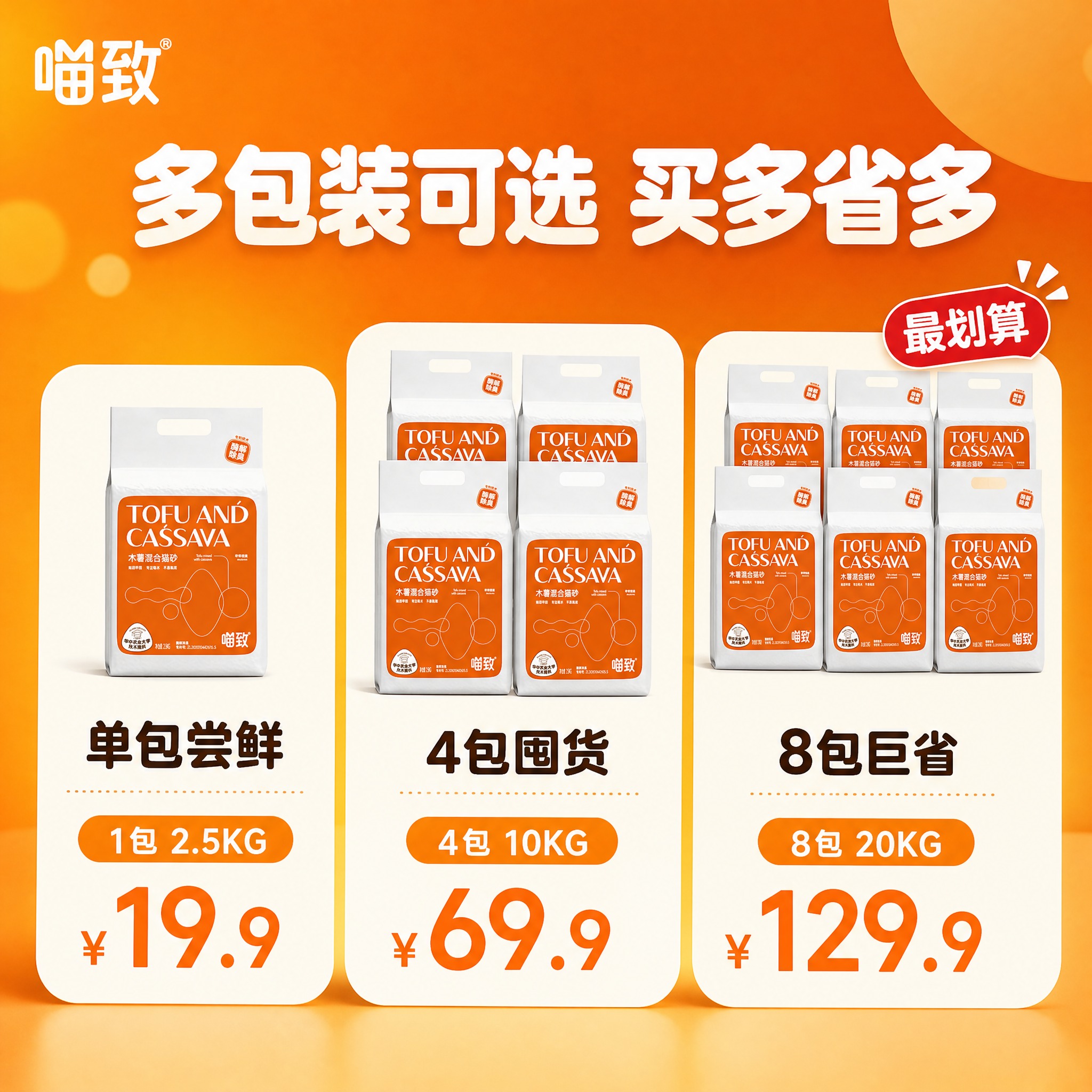 [主图-12] 喵致木薯混合猫砂 规格展示 多包装选择。 [统… - 图片创意预览