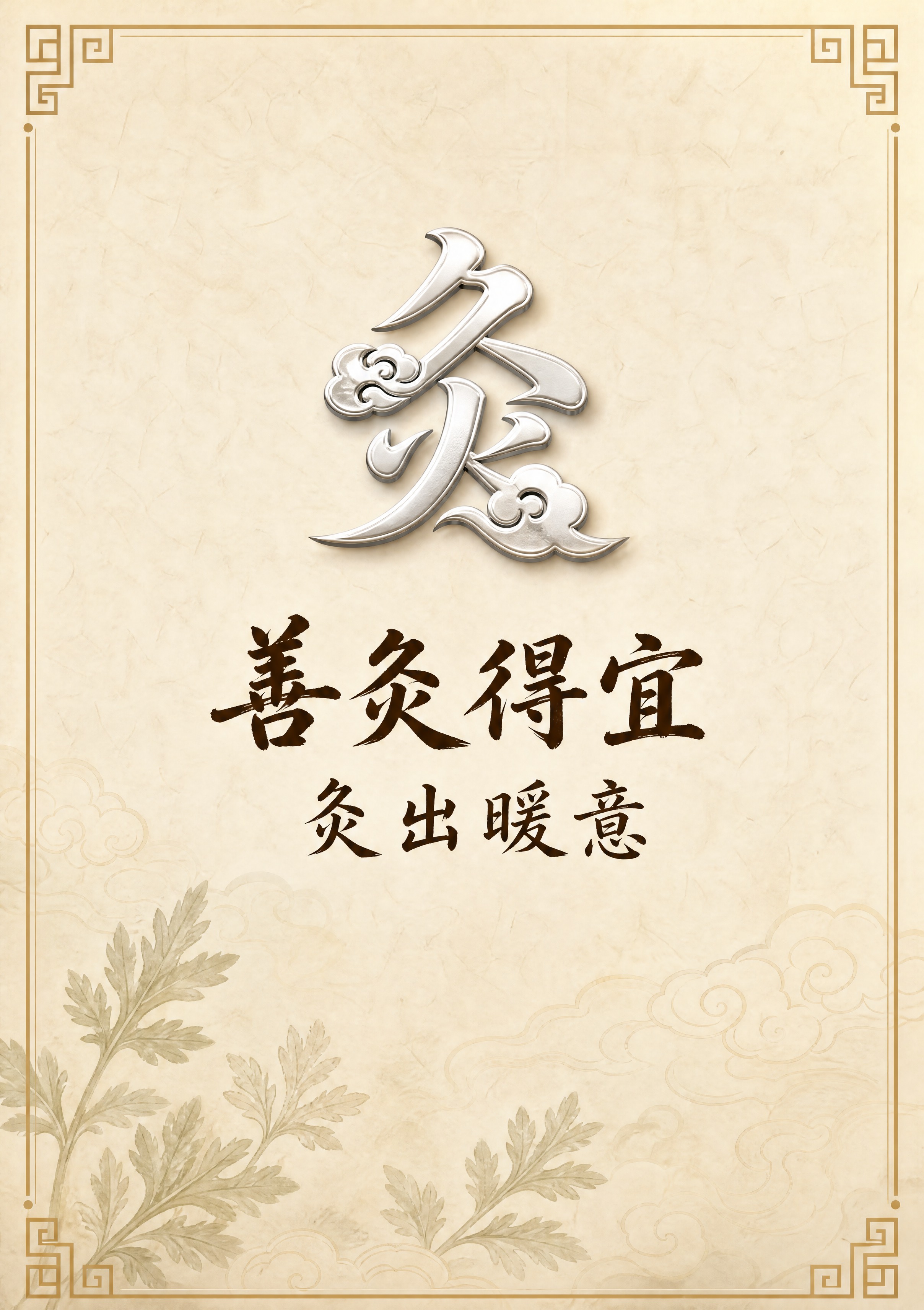 A4竖版书本底面（封底）设计，中式艾灸馆风格，与封面风格统一。… - 图片创意预览