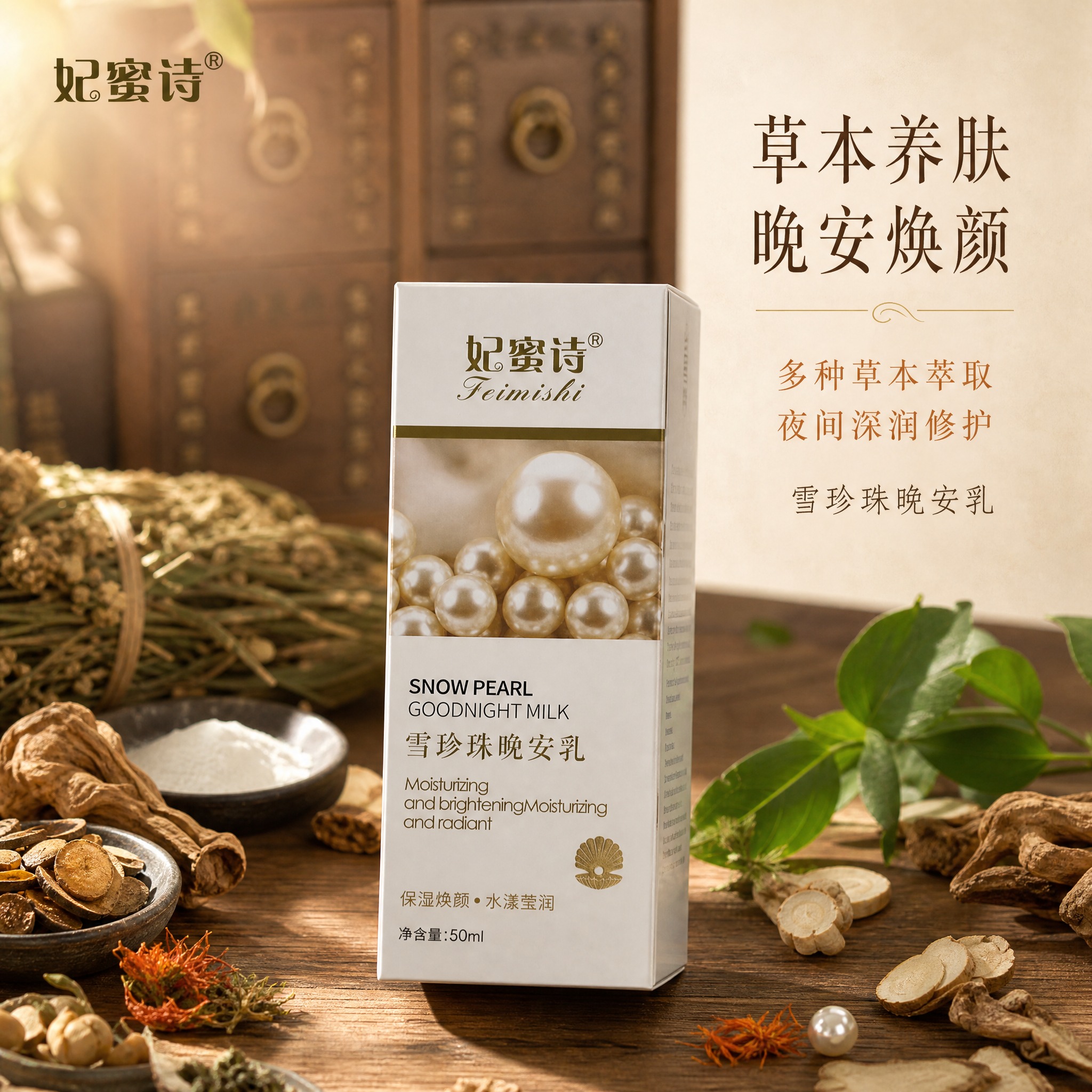 [主图-1] 首图品牌调性，中药草本风格的晚安乳产品主图，小红… - 图片创意预览