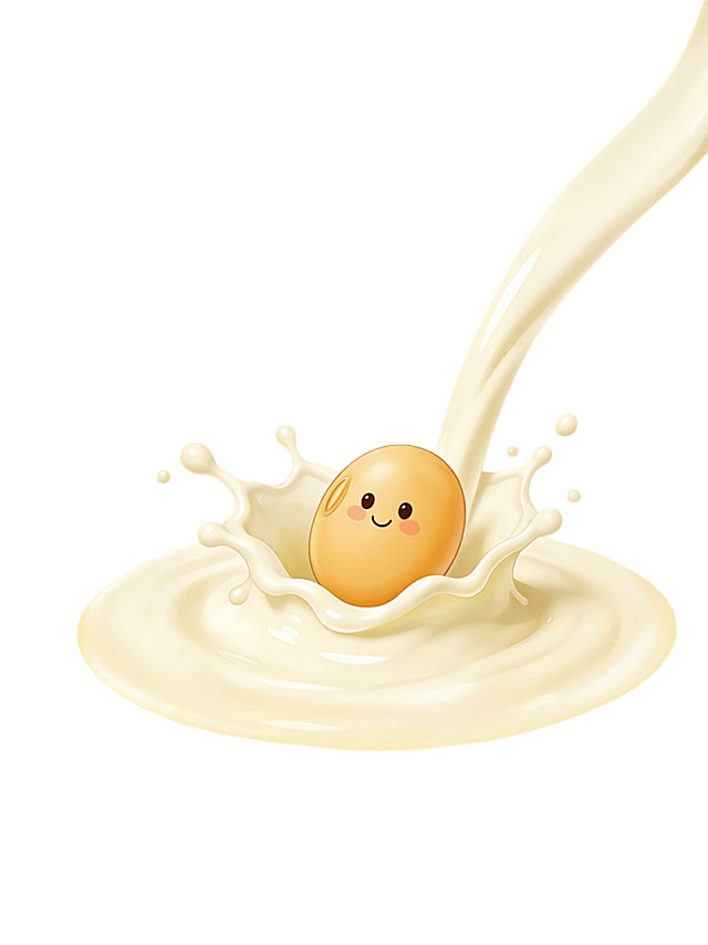 帮我把盒子上的豆子和豆浆单独提取出来，背景为黄色