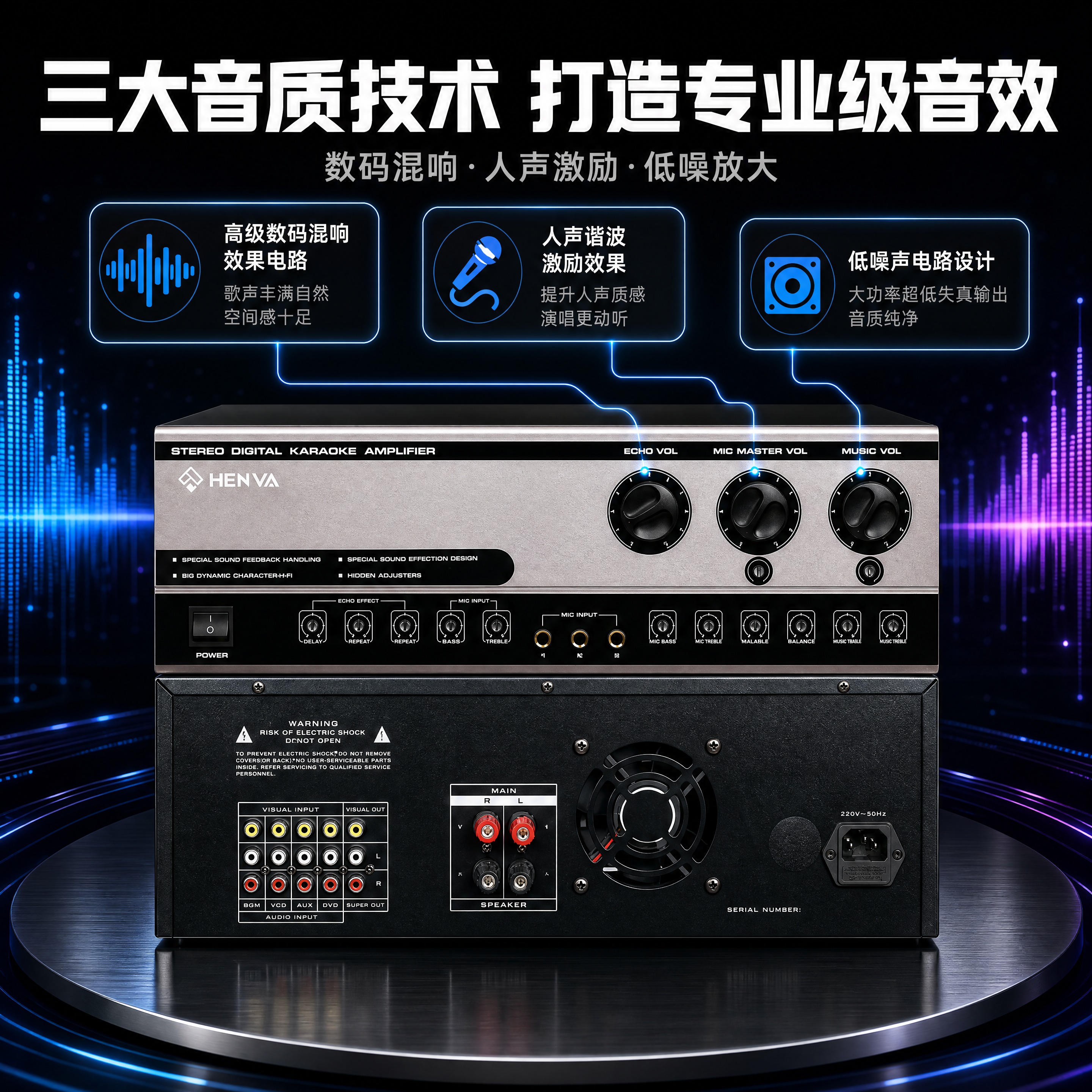 [商品] 使用【图1】HENVA HA-P220功率放大器正面… - 图片创意预览