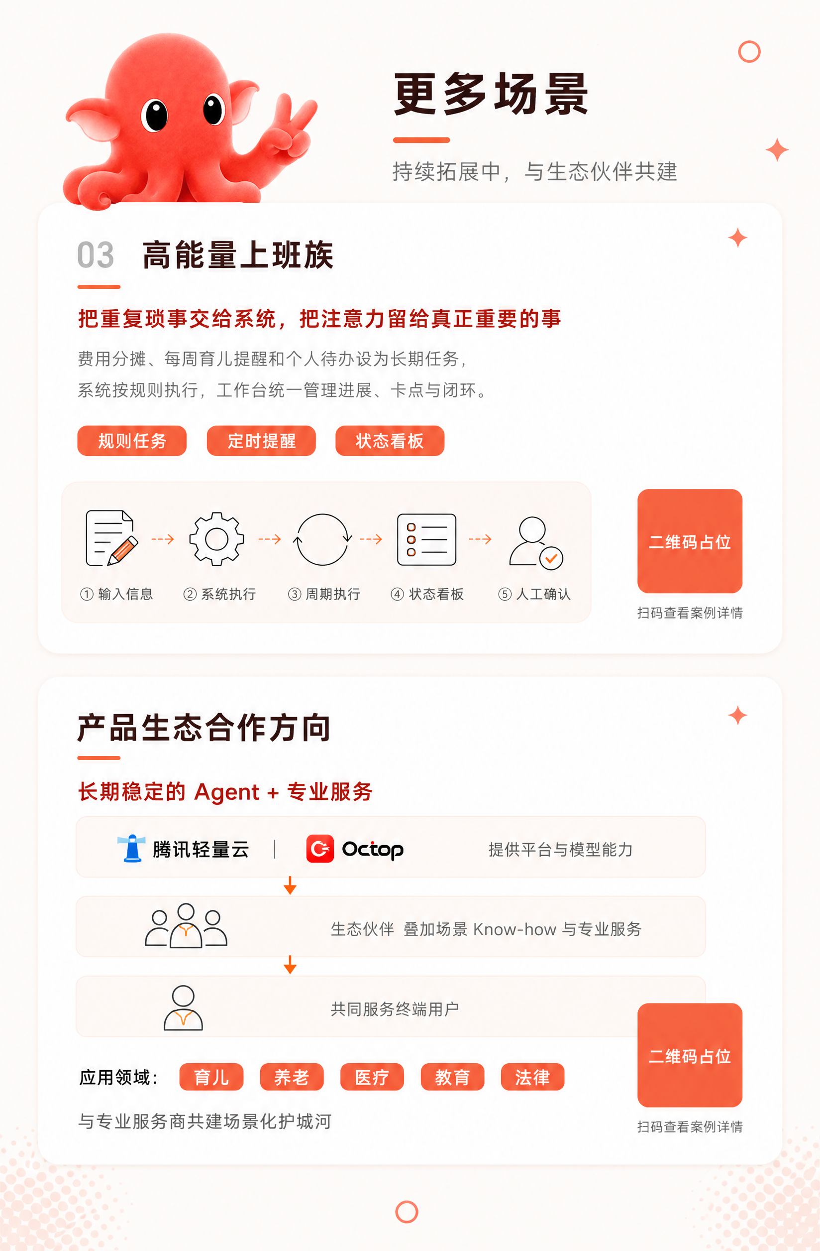 Octop智能助手二折页的页2（场景应用+生态合作页），风格严… - 图片创意预览