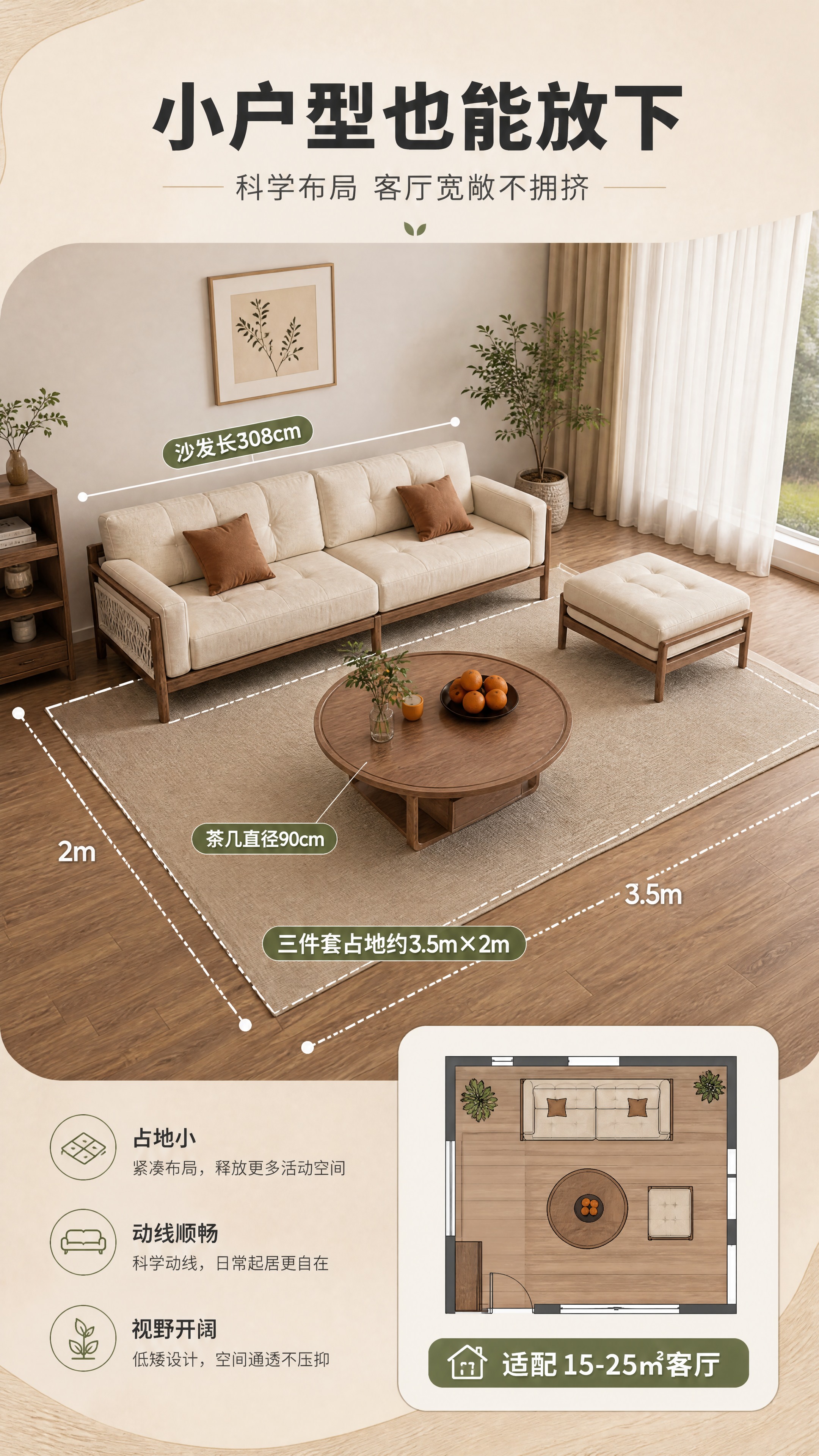 [商品] 使用【图1】沙发、【图2】茶几、【图3】脚踏，组合为… - 图片创意预览