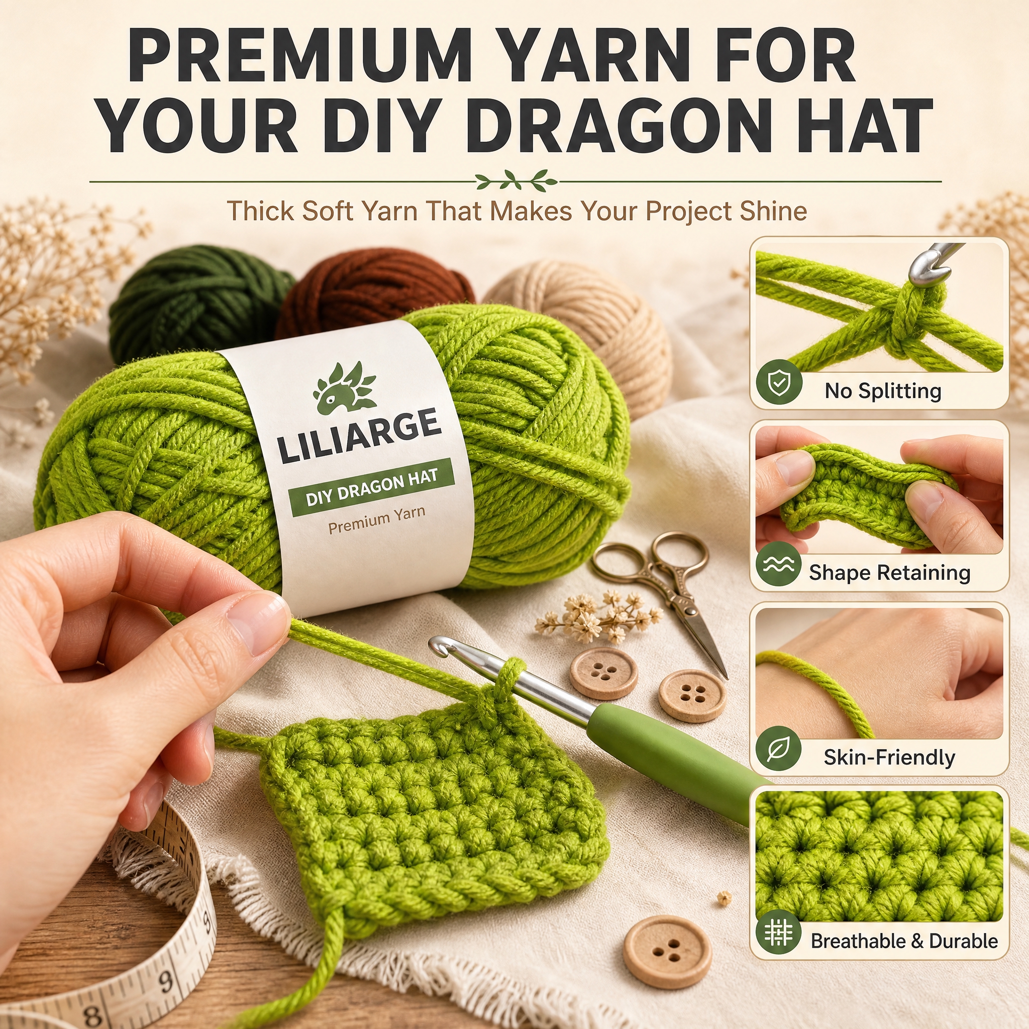 [主图-4 龙款DIY材料包] 主题：Premium Yarn… - 图片创意预览