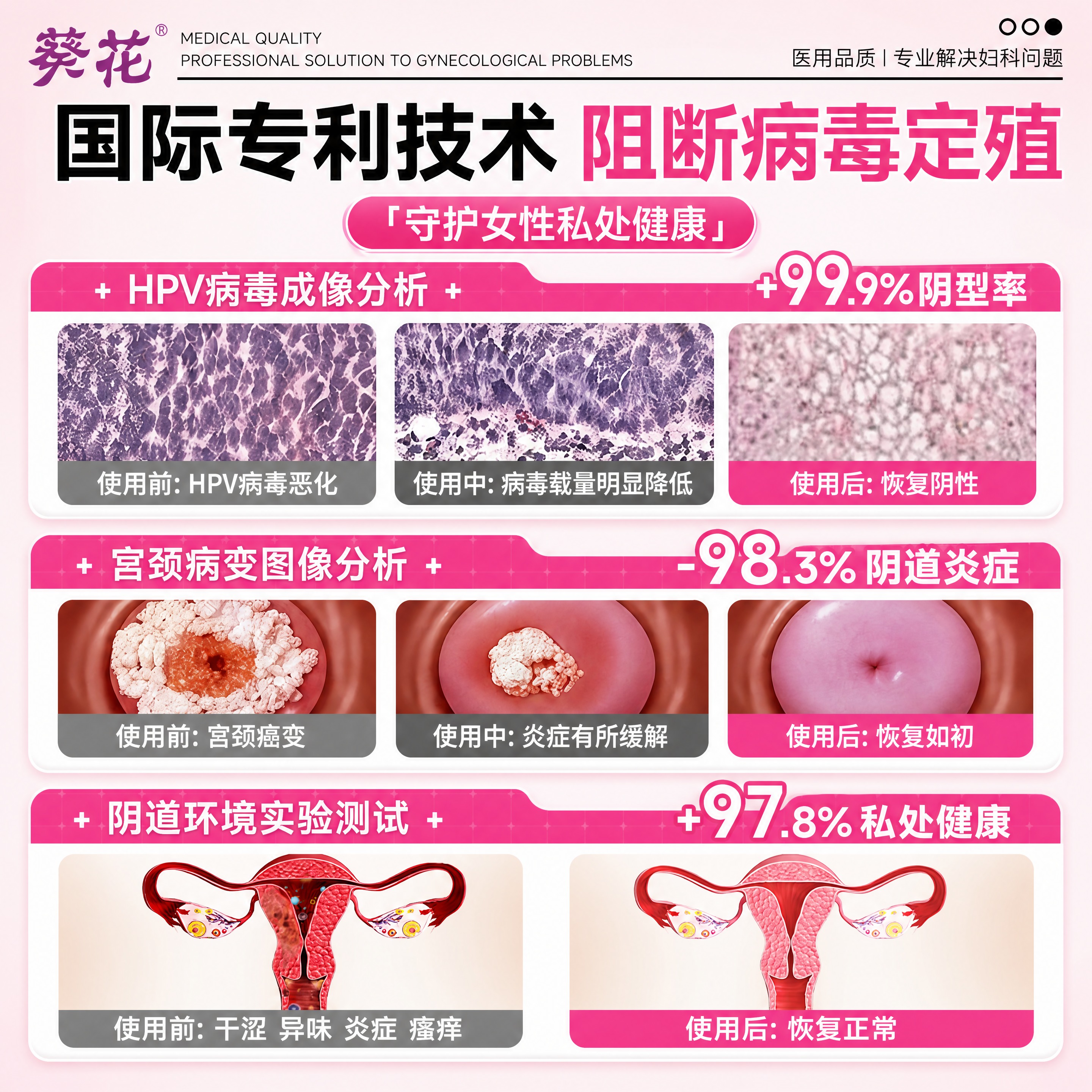 [商品] 使用【图1】葵花抗HPV妇科凝胶功效对比图；保留葵花… - 图片创意预览