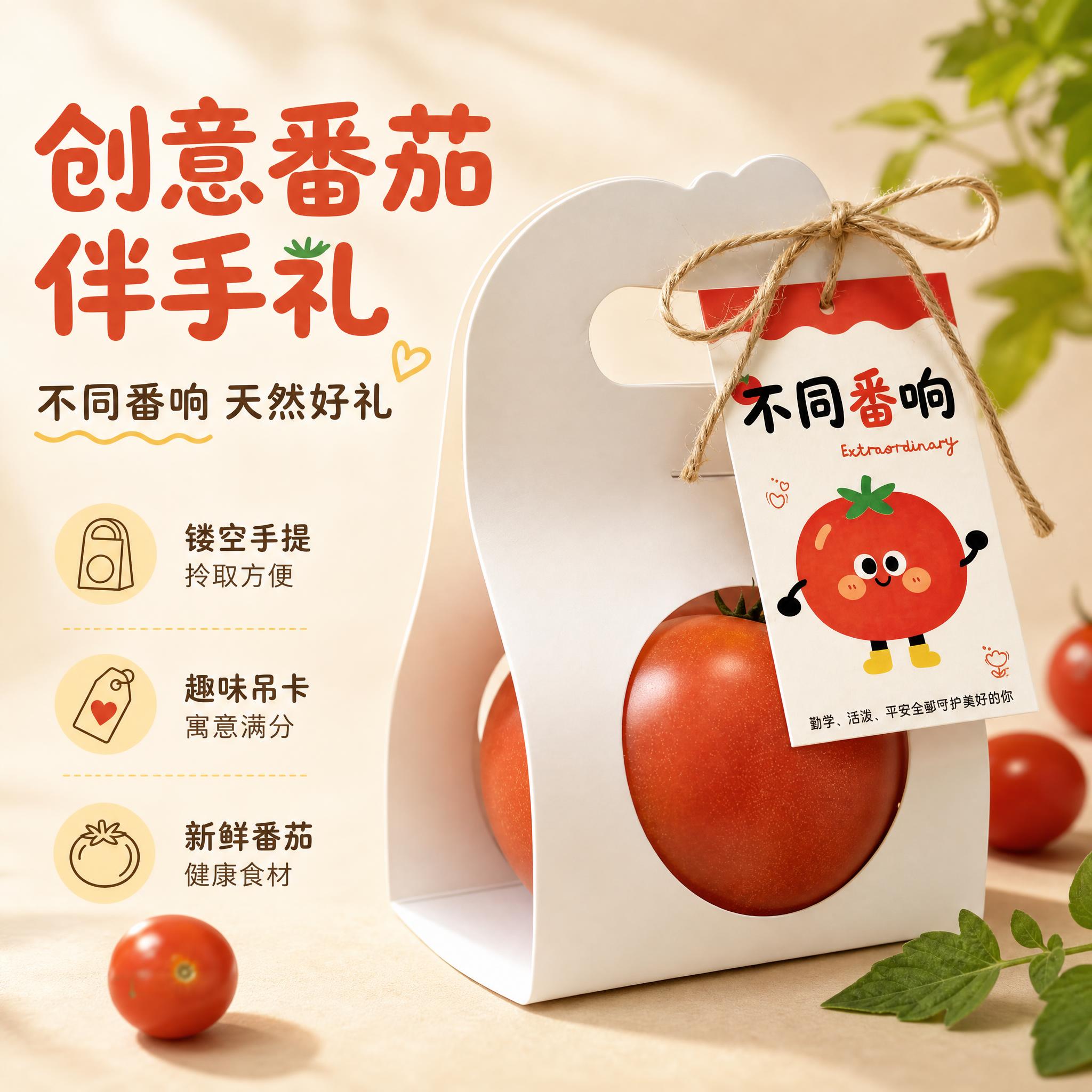 [主图-1] 主题：创意番茄伴手礼首图，突出礼盒整体颜值与送礼… - 图片创意预览