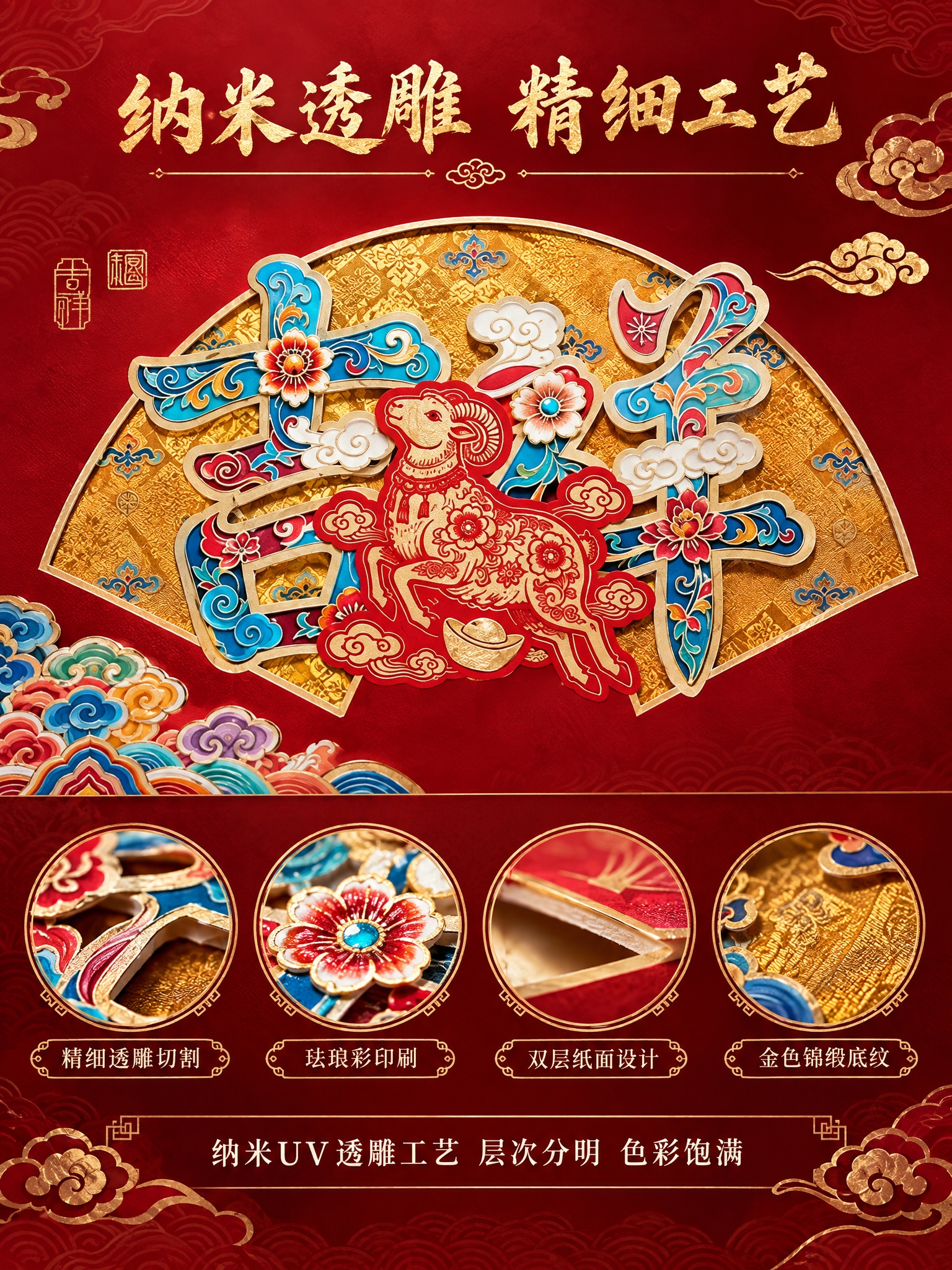[商品] 使用【吉祥款】台历图，聚焦扇形透雕区域工艺细节；严格… - 图片创意预览