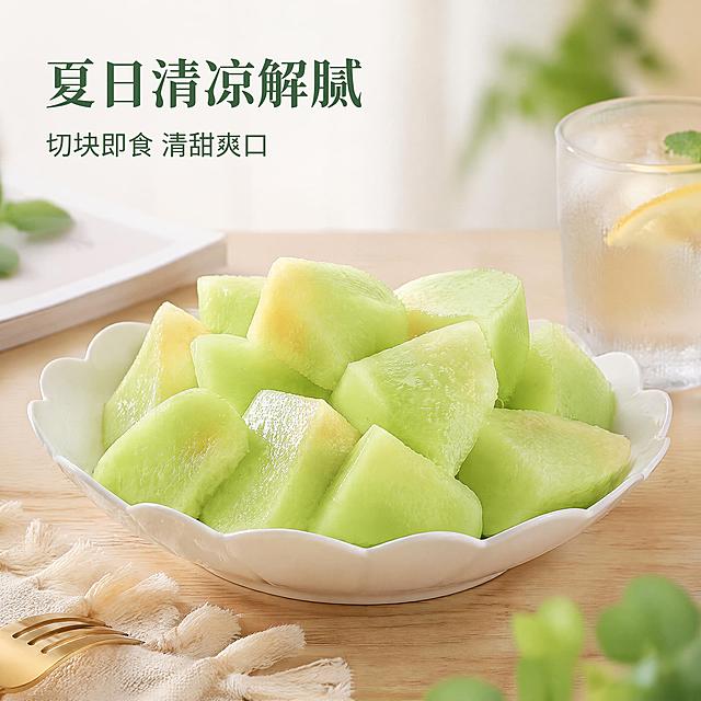 「图片1」，生成一套详情页，商品名称为正宗山东冰淇淋玉菇甜瓜头茬现摘软糯奶香蜜瓜5/9斤整箱新鲜香瓜，适配拼多多平台，单图比例为1:1，需求屏数为6张。