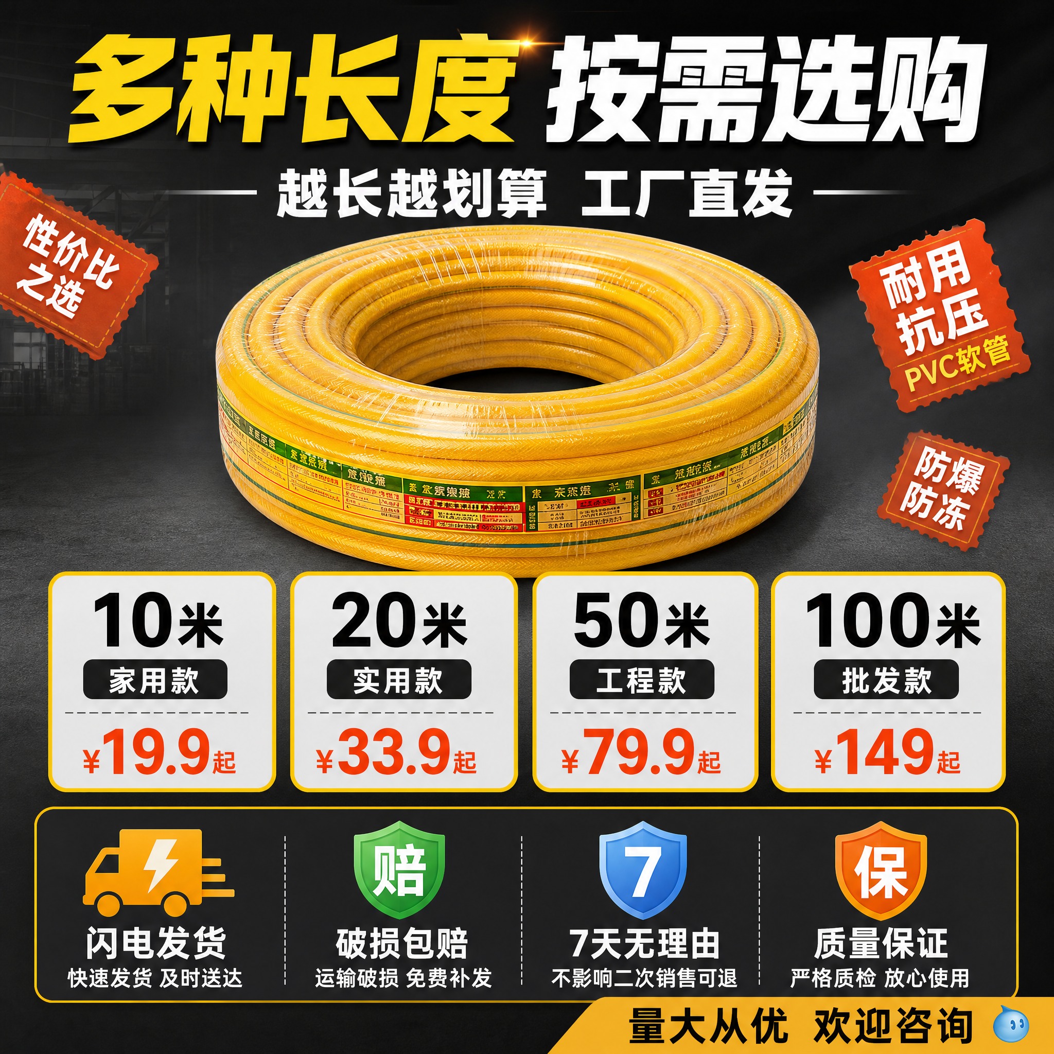 [主图-5] 规格与服务保障，展示多种长度规格选择与售后承诺，… - 图片创意预览