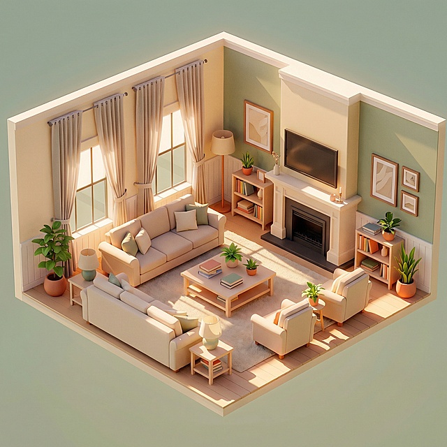 改成家里客厅的场景