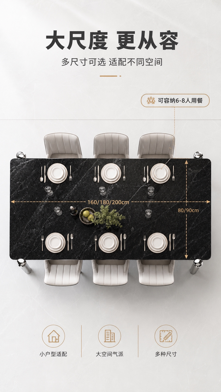 [商品] 使用【图1】DT-6634餐桌；保留长方形黑色大理石… - 图片创意预览