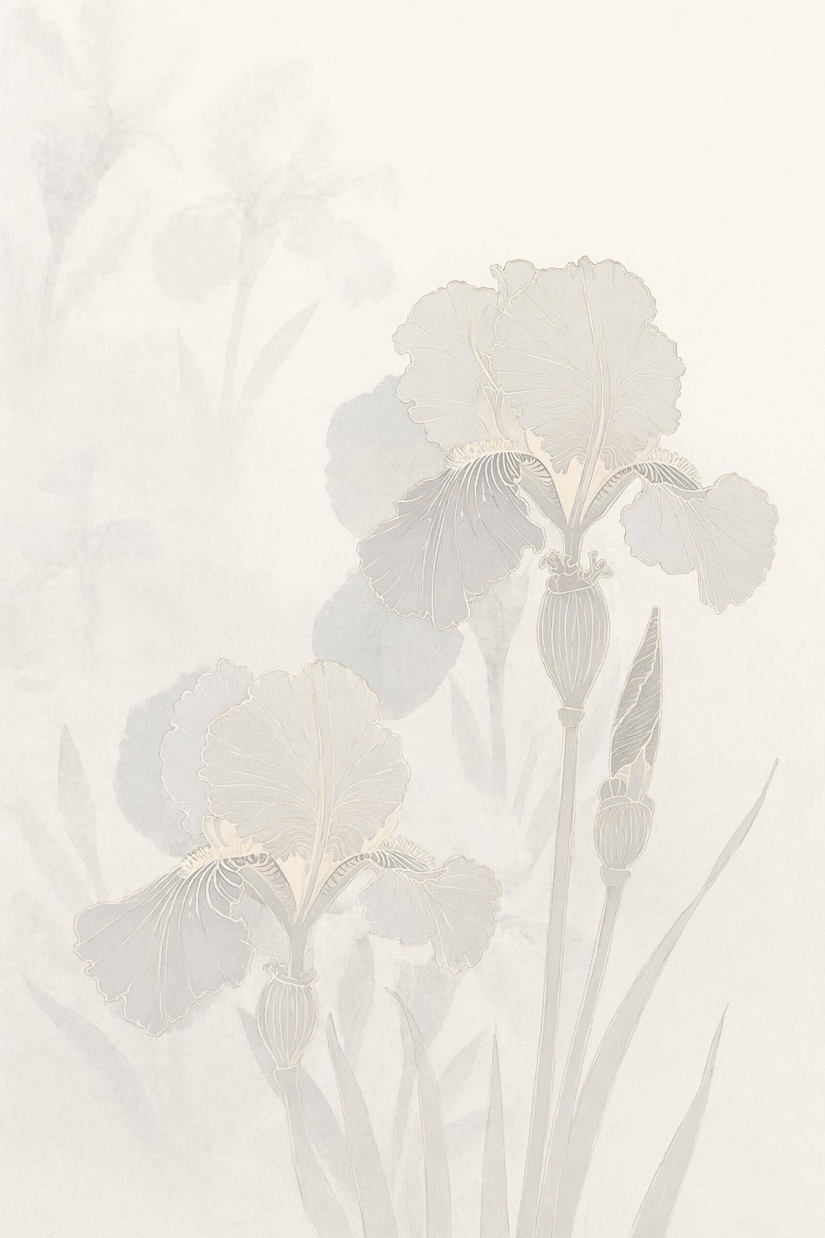参考第二张图中的鸢尾花线条和造型，将第一张图中的鸢尾花纹理替换… - 图片创意预览