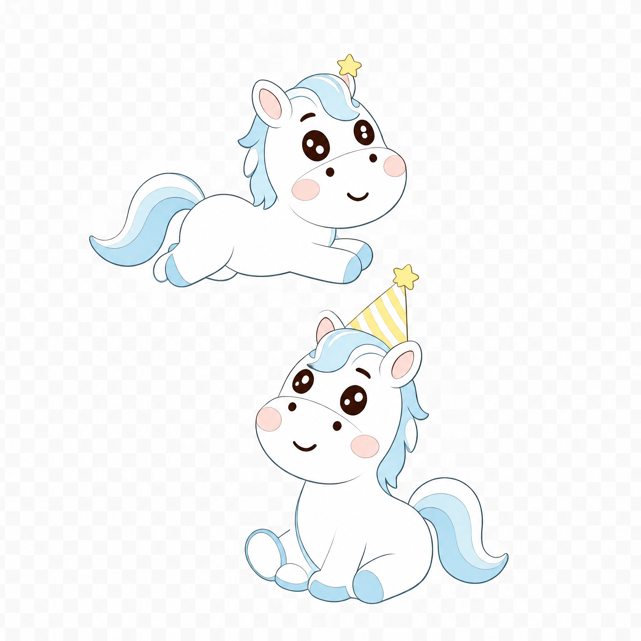 去除卡通小马主体外围的白色描边和白色边缘，保留小马本身的黑色轮… - 图片创意预览